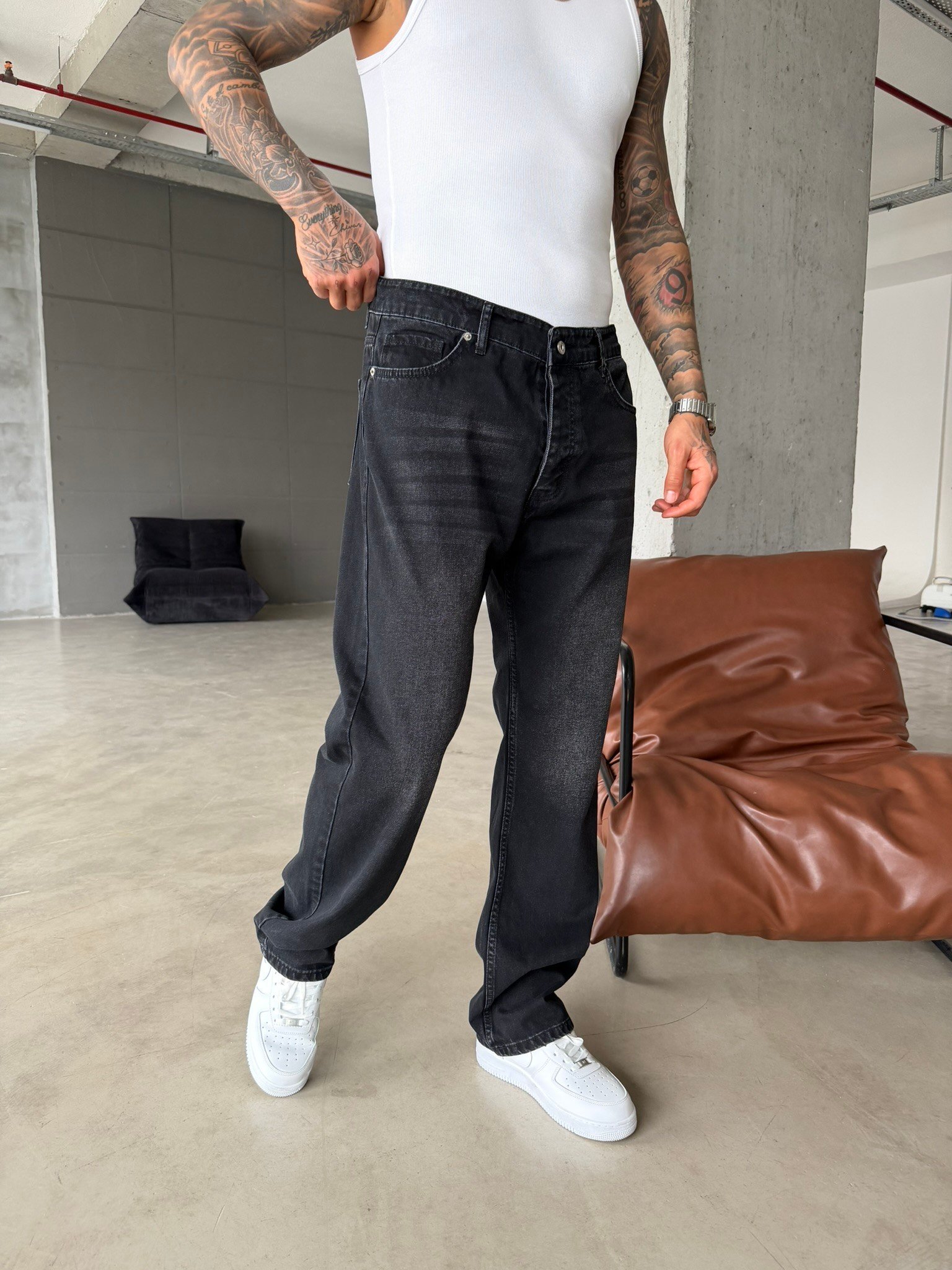 Basic Premium Baggy Pantolon - Siyah