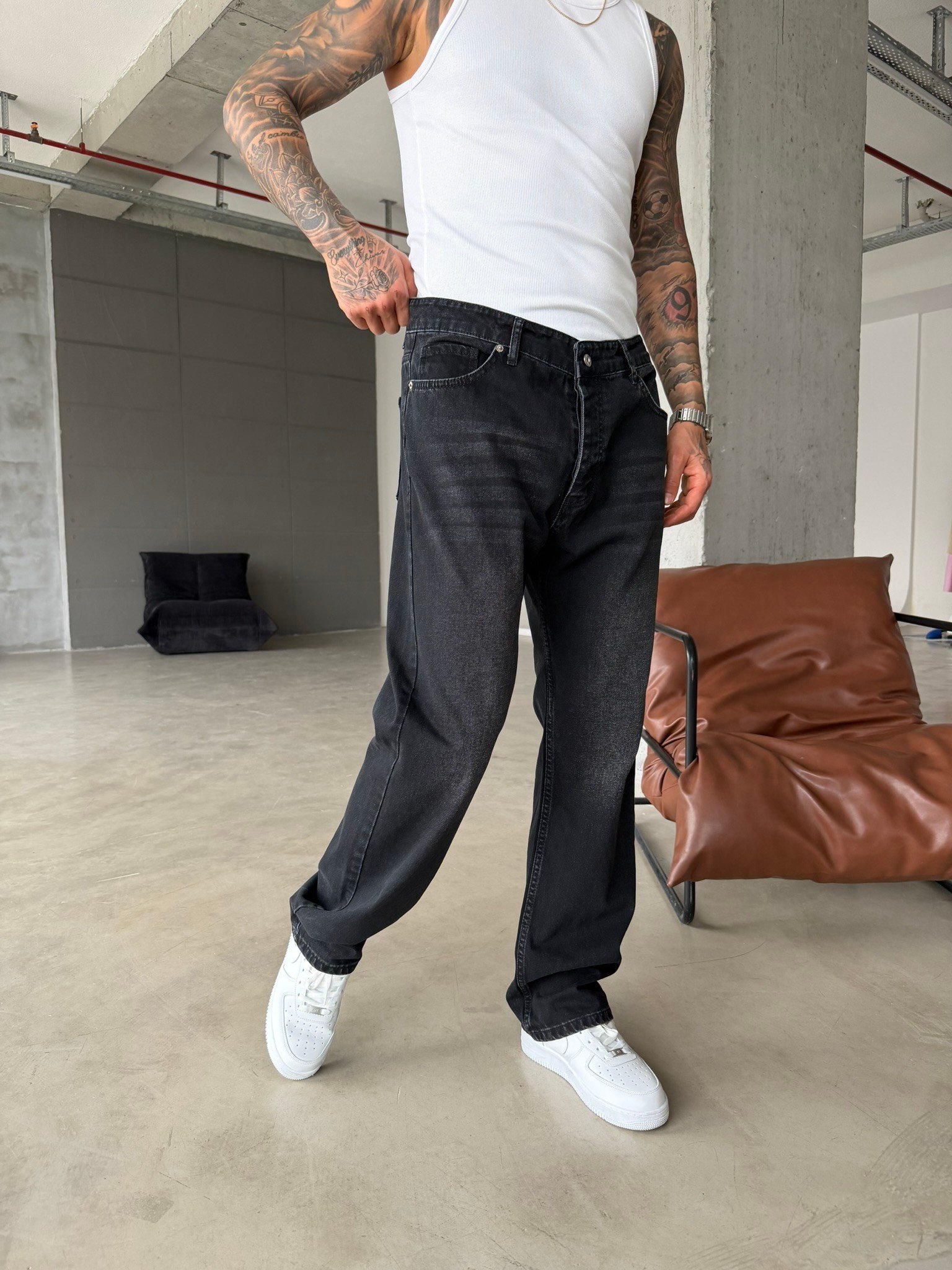 Basic Premium Baggy Pantolon - Siyah