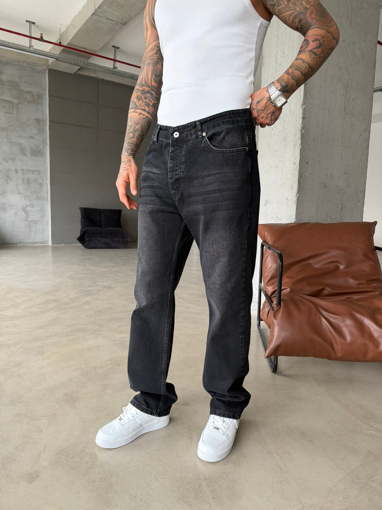 Basic Premium Baggy Pantolon - Siyah