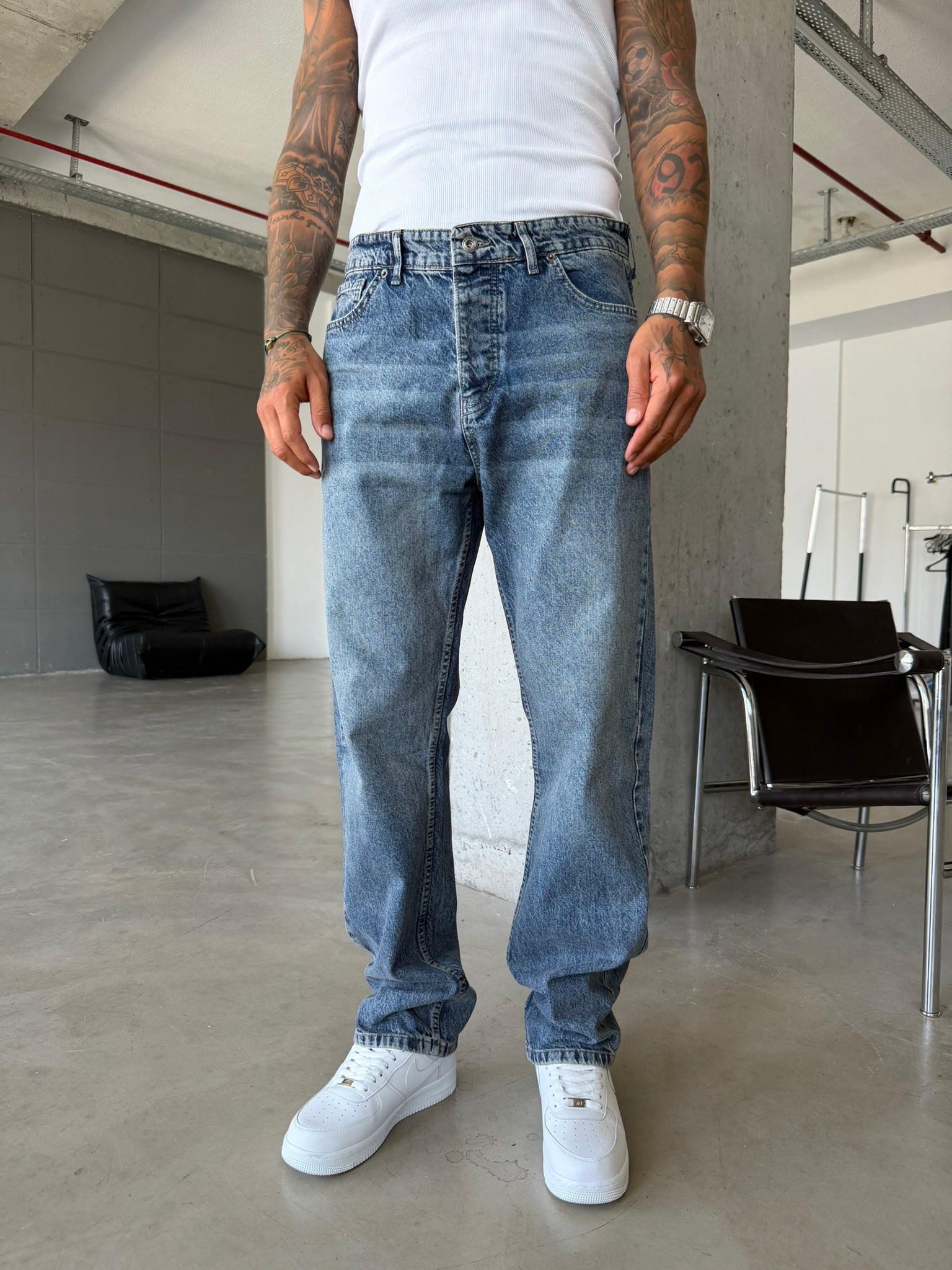 Basic Premium Baggy Pantolon-Y-İndigo