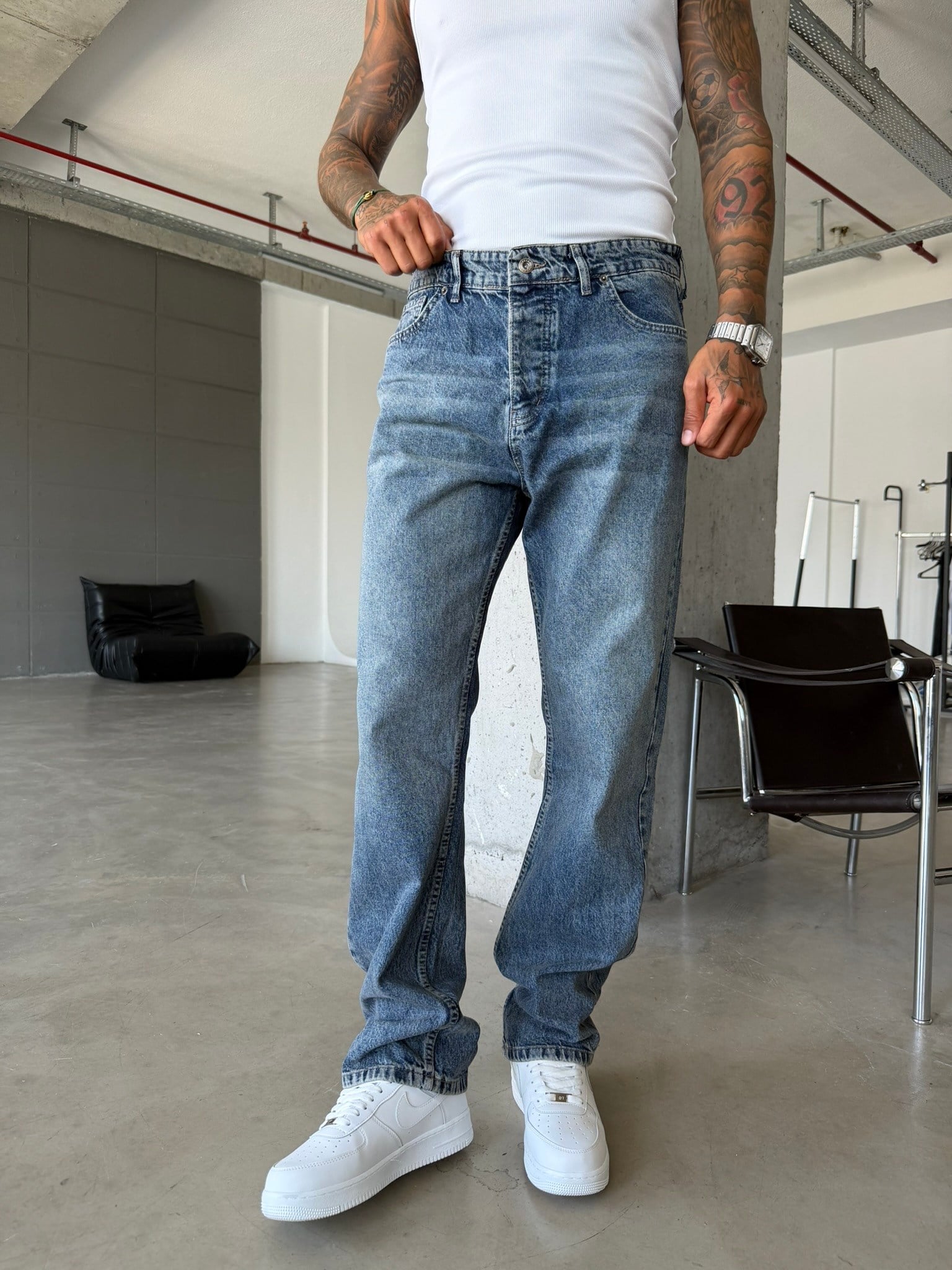 Basic Premium Baggy Pantolon-Y-İndigo