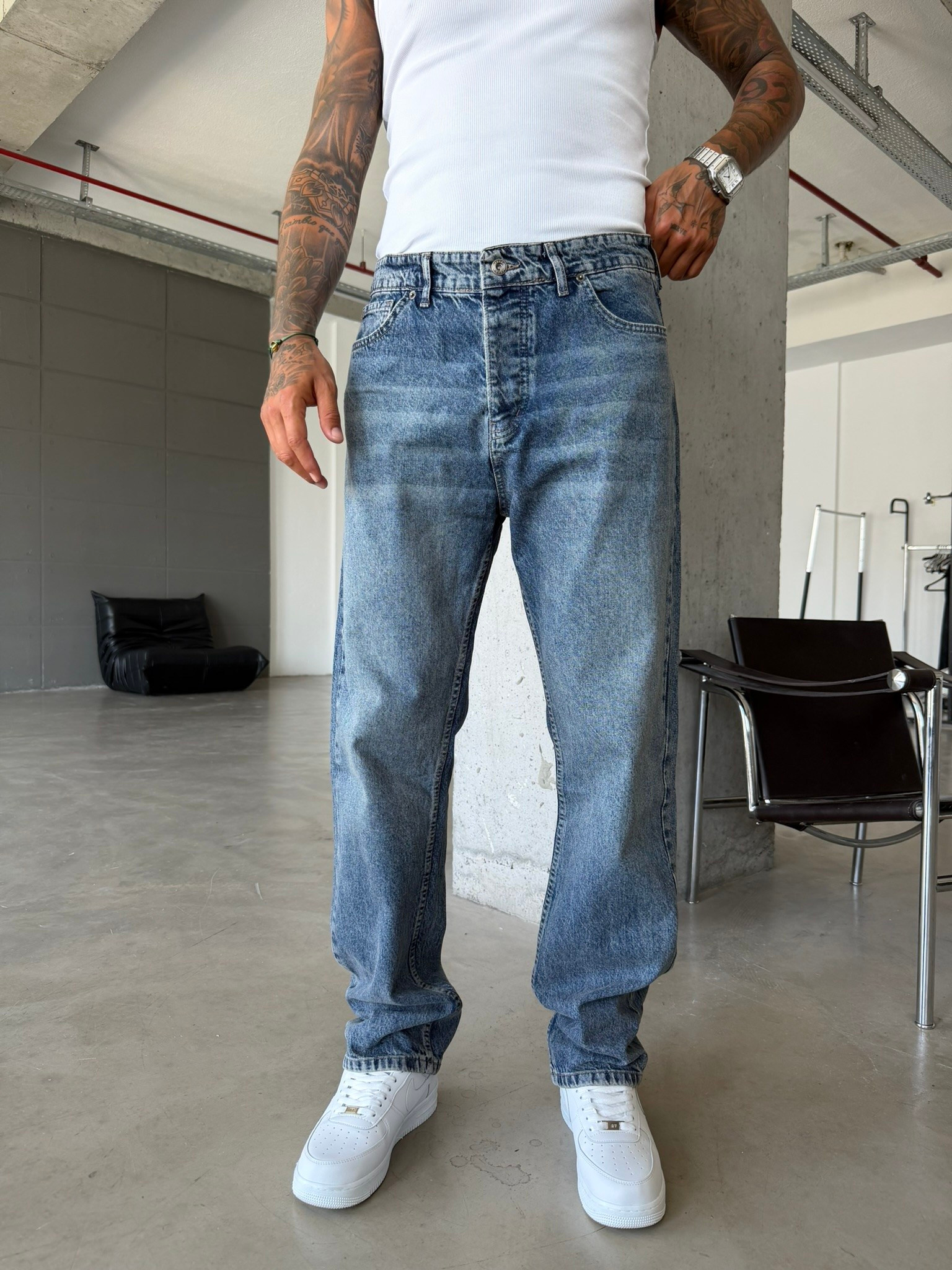 Basic Premium Baggy Pantolon-Y-İndigo