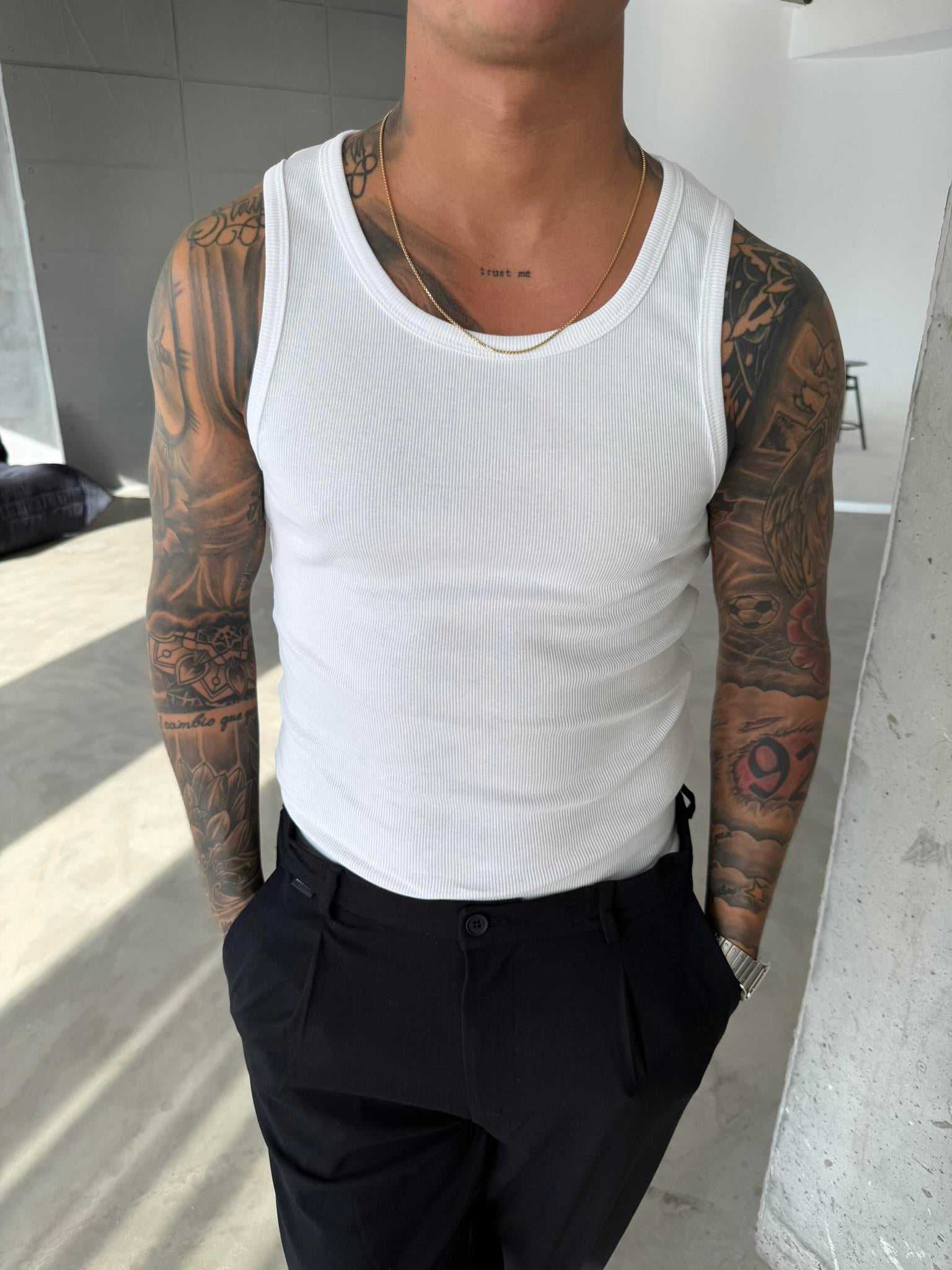 Basic Premium fitilli Atlet - Beyaz