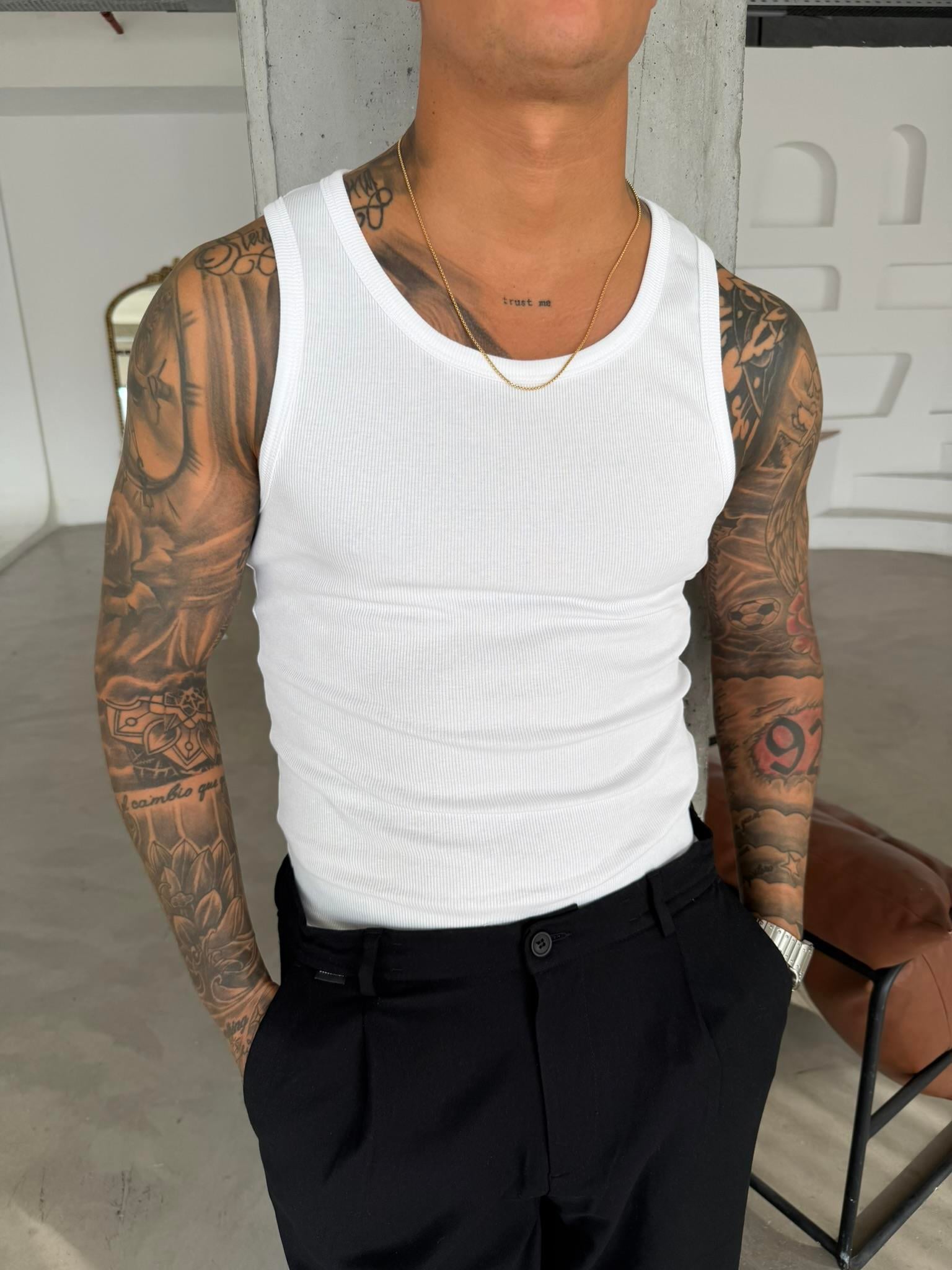 Basic Premium fitilli Atlet - Beyaz