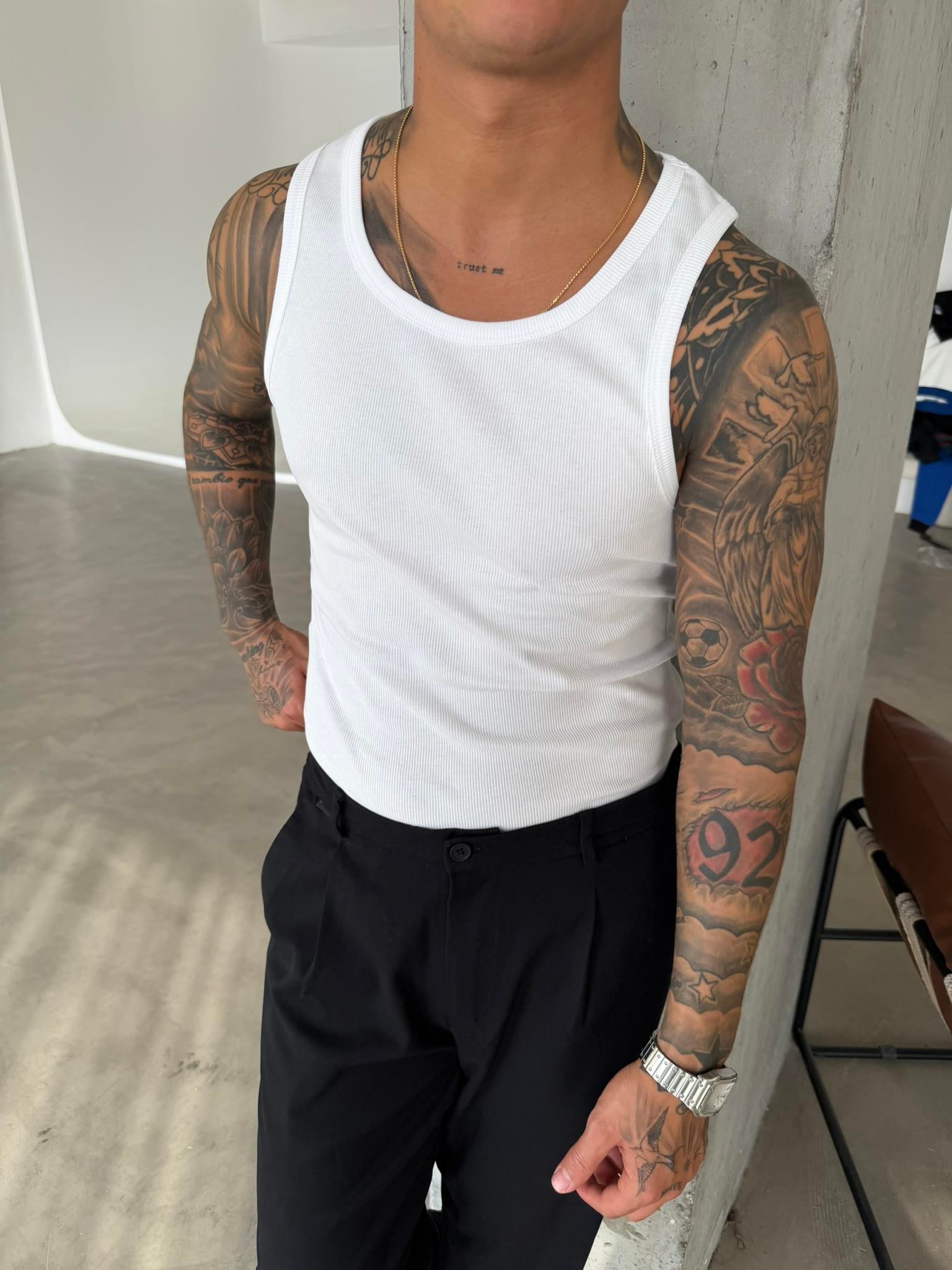 Basic Premium fitilli Atlet - Beyaz