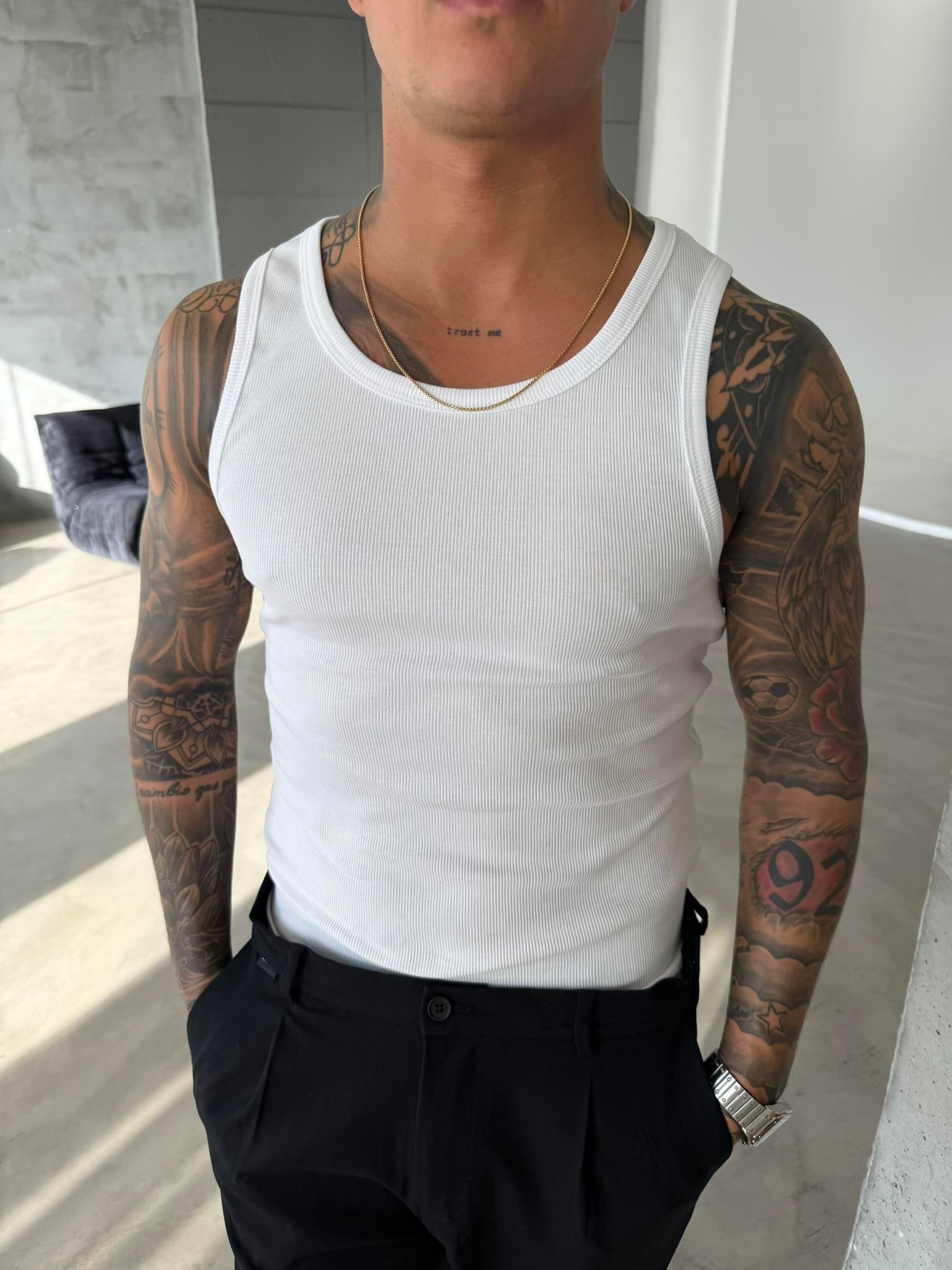 Basic Premium fitilli Atlet - Beyaz