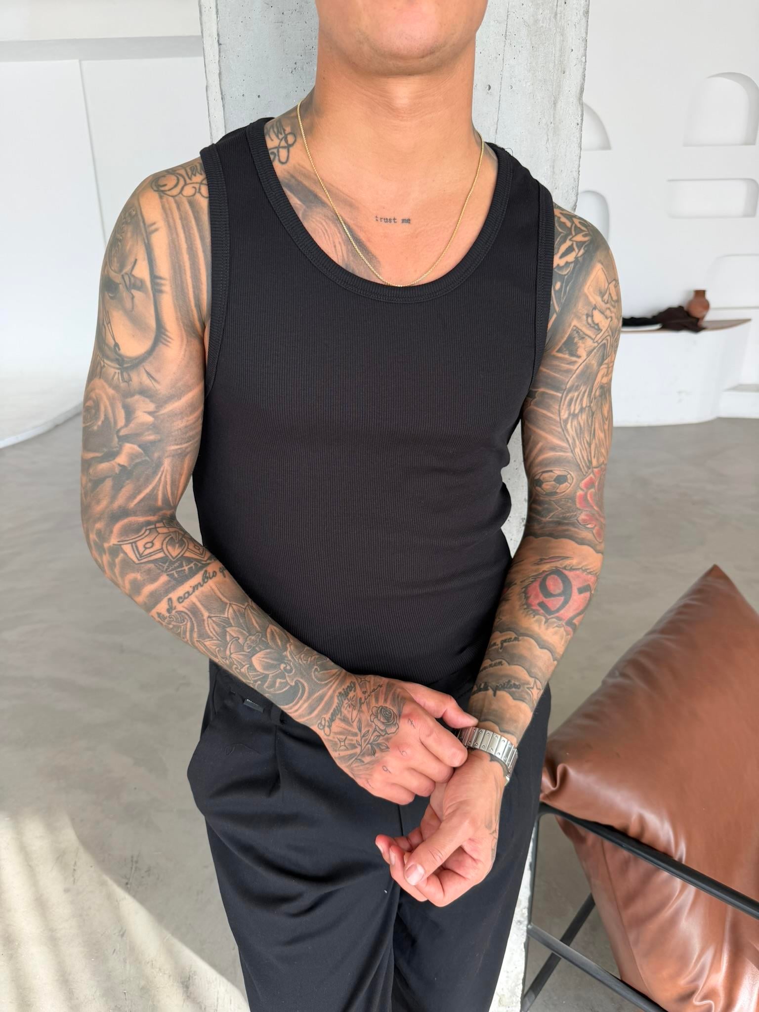 Basic Premium fitilli Atlet - Siyah