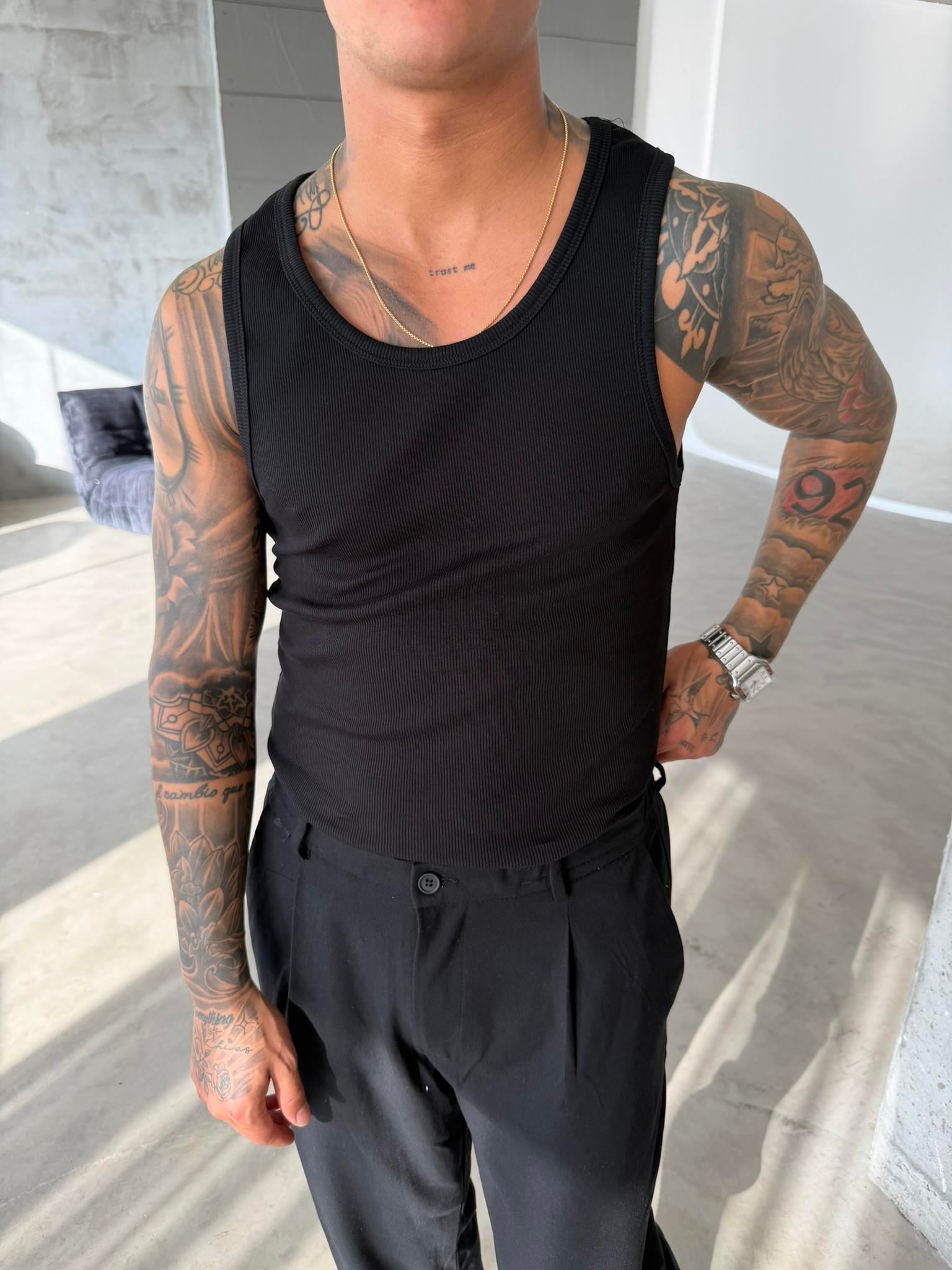 Basic Premium fitilli Atlet - Siyah