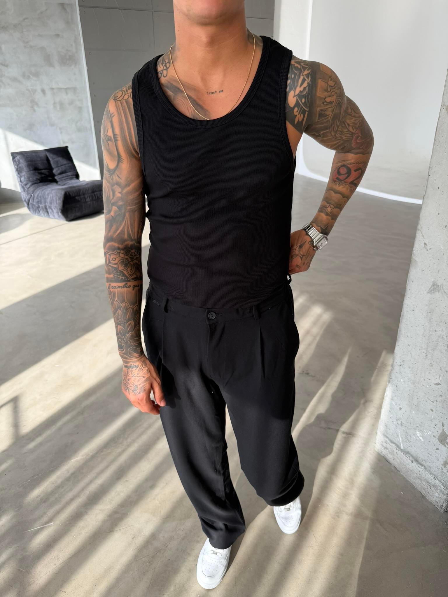 Basic Premium fitilli Atlet - Siyah