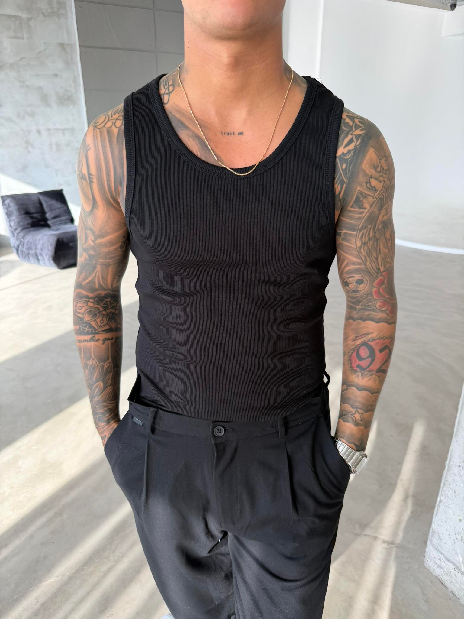 Basic Premium fitilli Atlet - Siyah