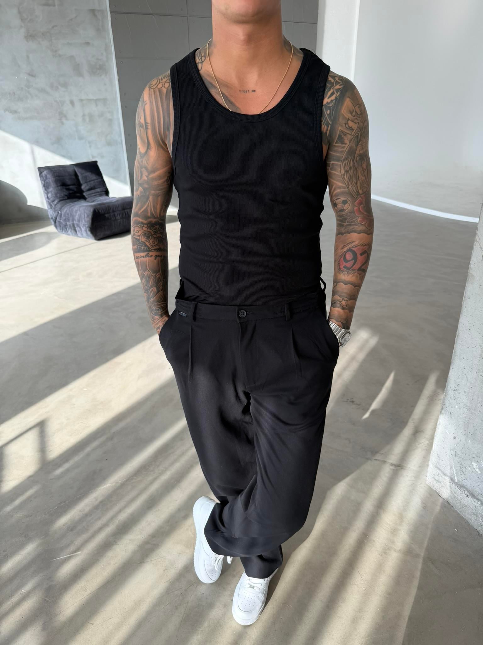 Basic Premium fitilli Atlet - Siyah