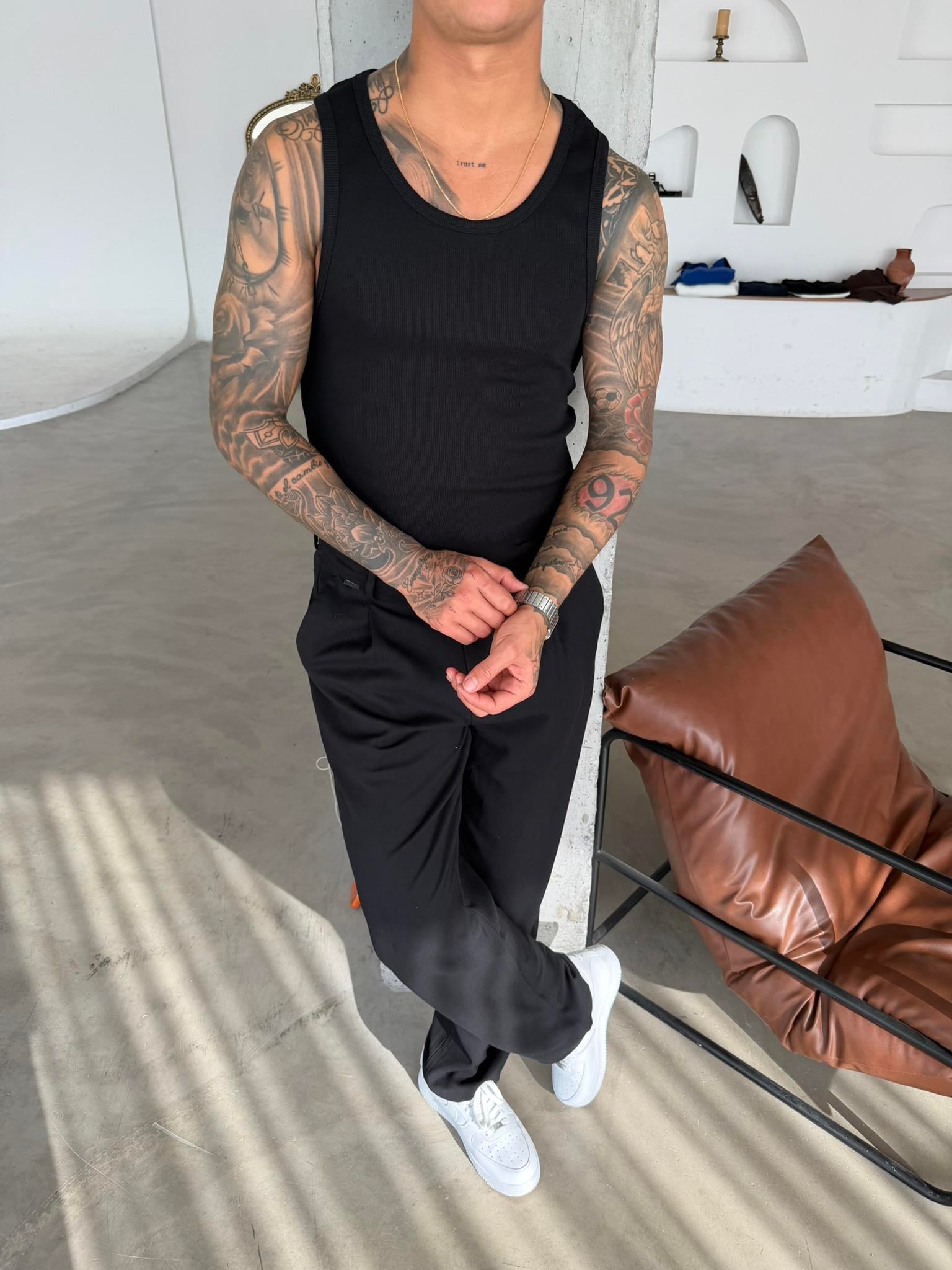 Basic Premium fitilli Atlet - Siyah