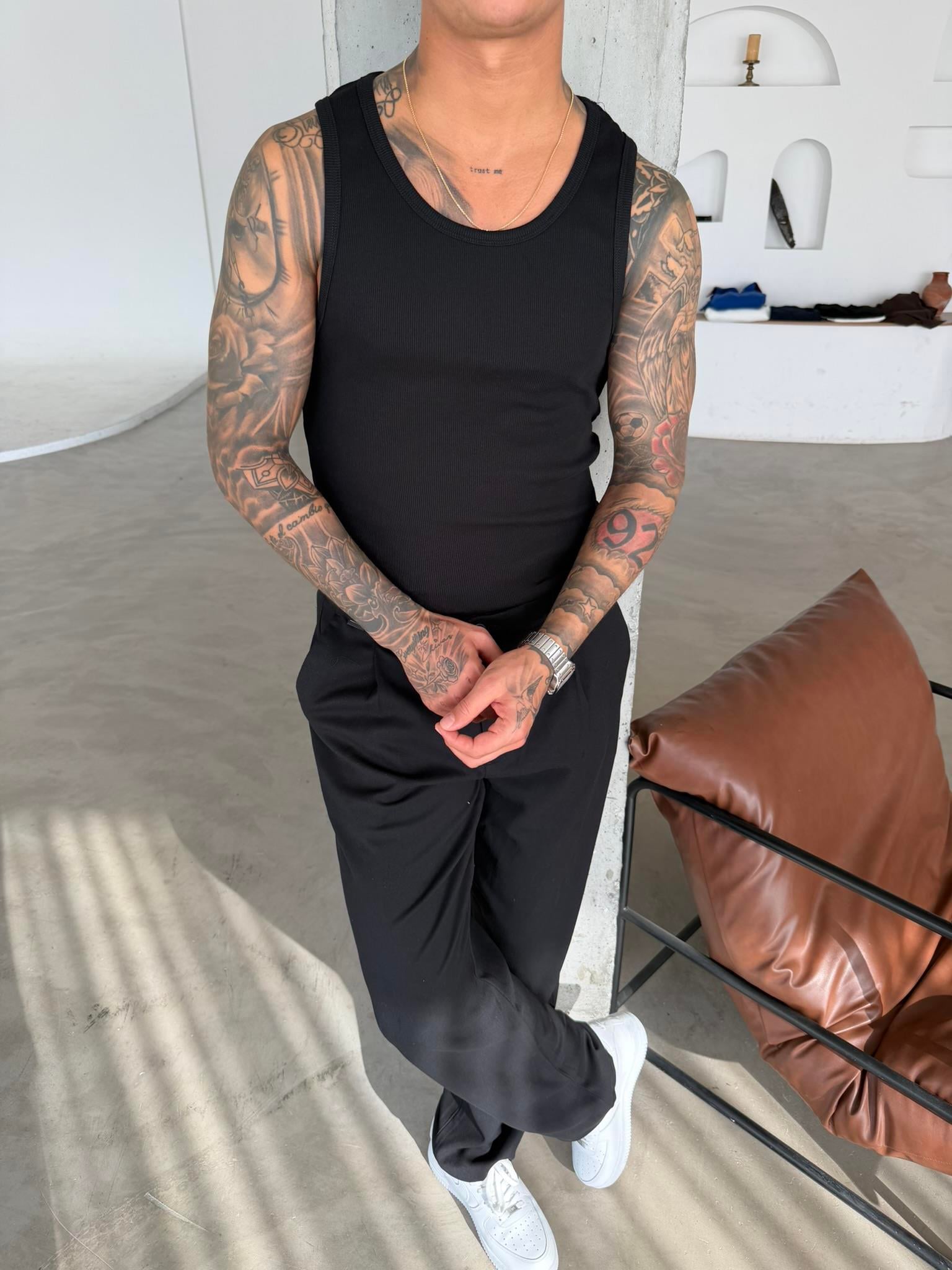 Basic Premium fitilli Atlet - Siyah