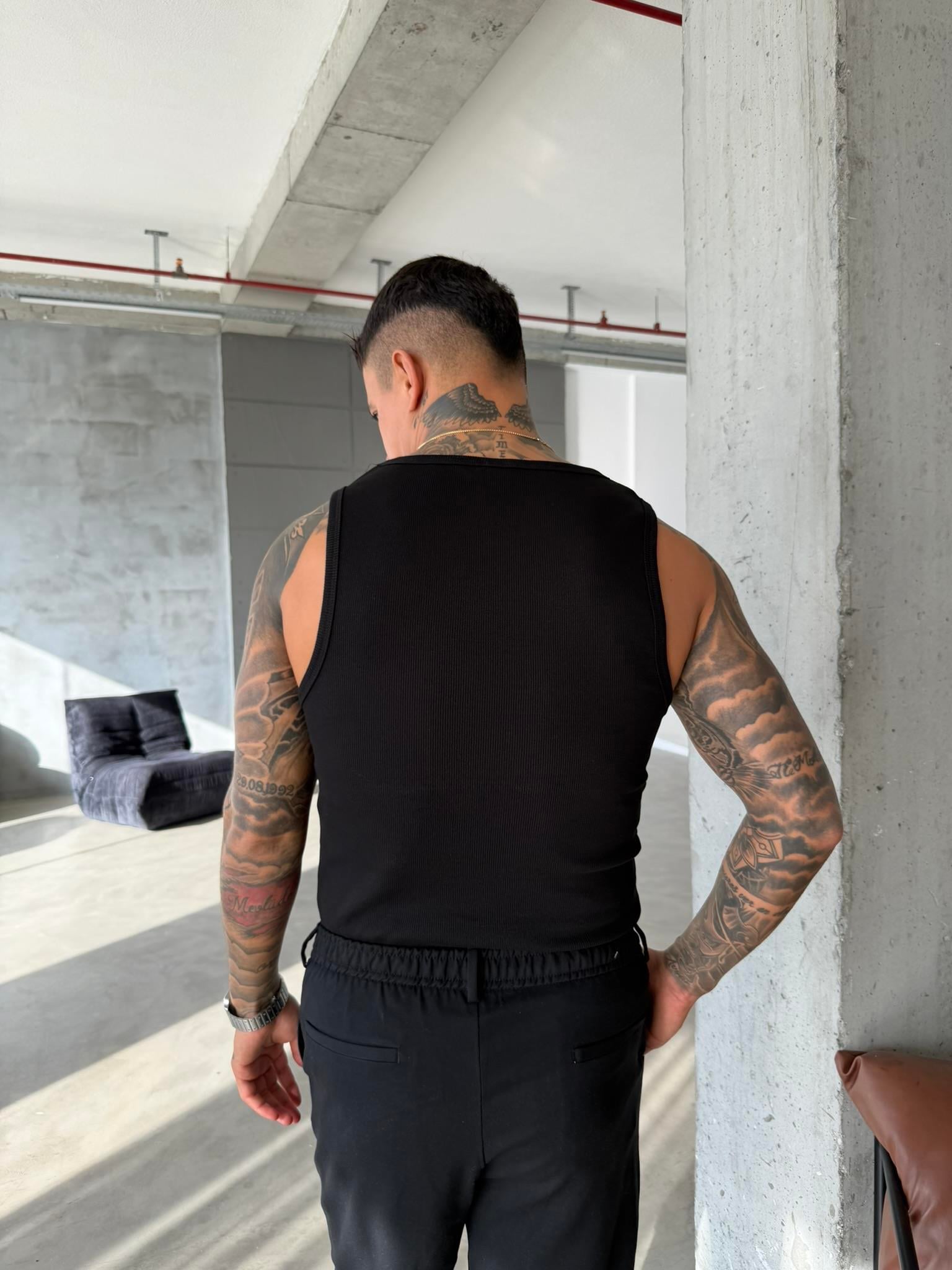 Basic Premium fitilli Atlet - Siyah