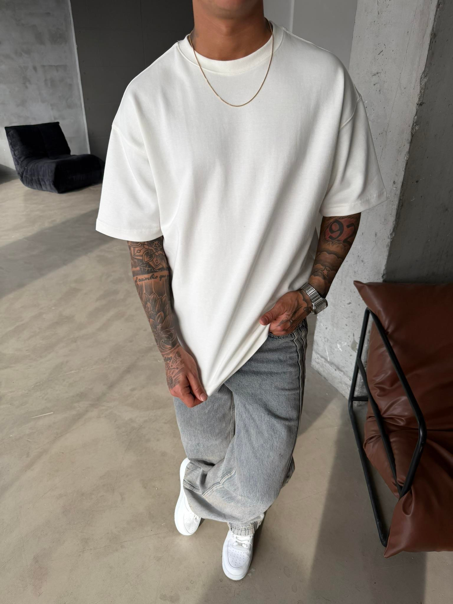 Basic Premium Oversize T-Shirt - Beyaz