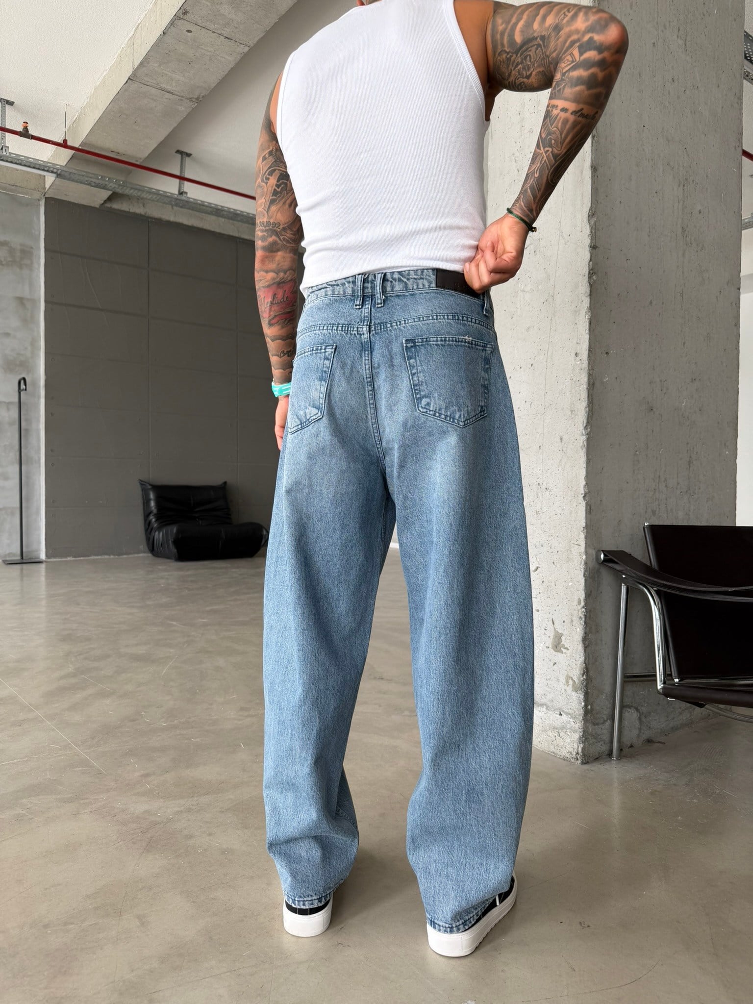 Basic Premium Relax Baggy Pantolon - Mavi