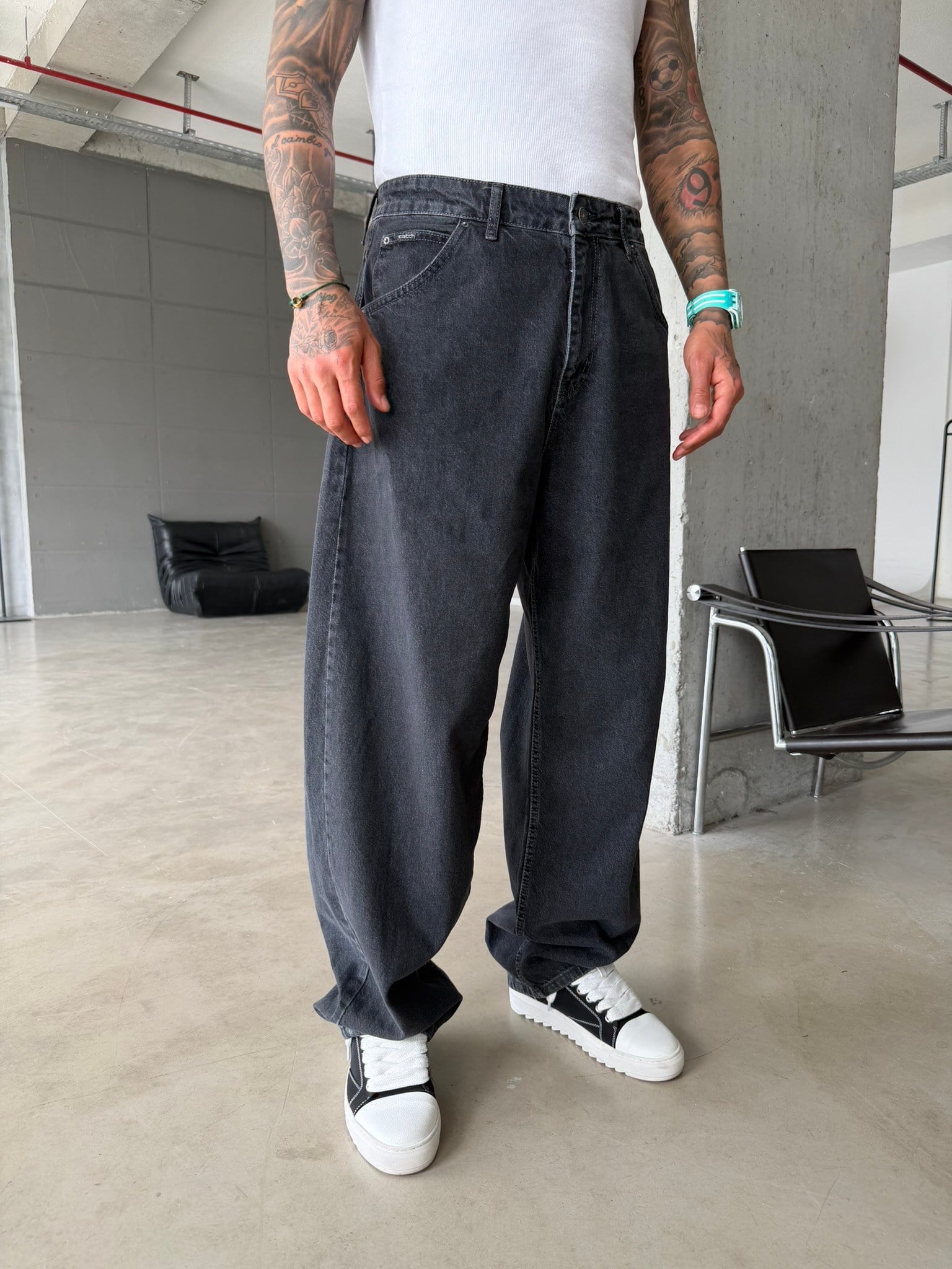 Basic Premium Relax Baggy Pantolon - Siyah
