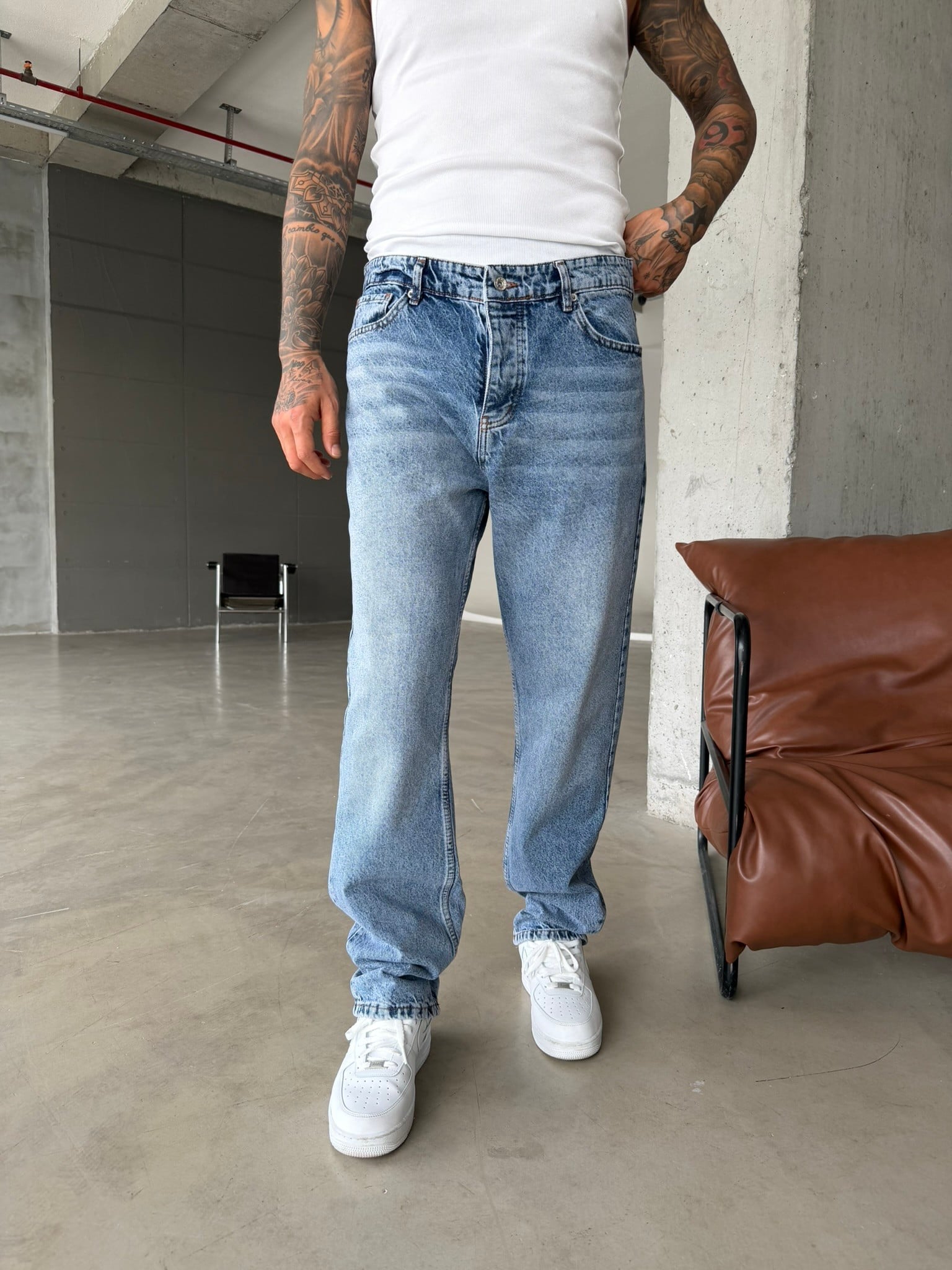 Basic Premium Wide Baggy Pantolon - İndigo