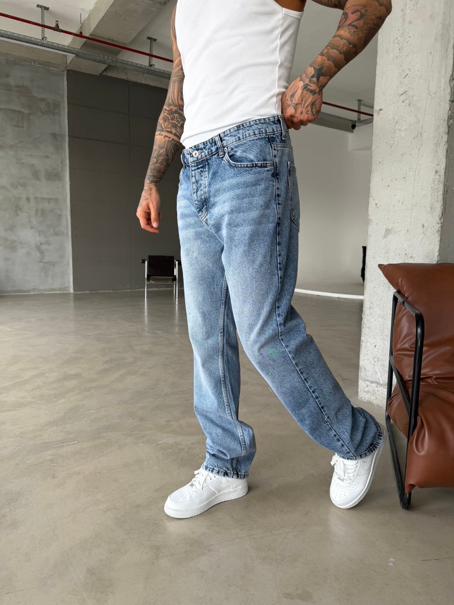 Basic Premium Wide Baggy Pantolon - İndigo