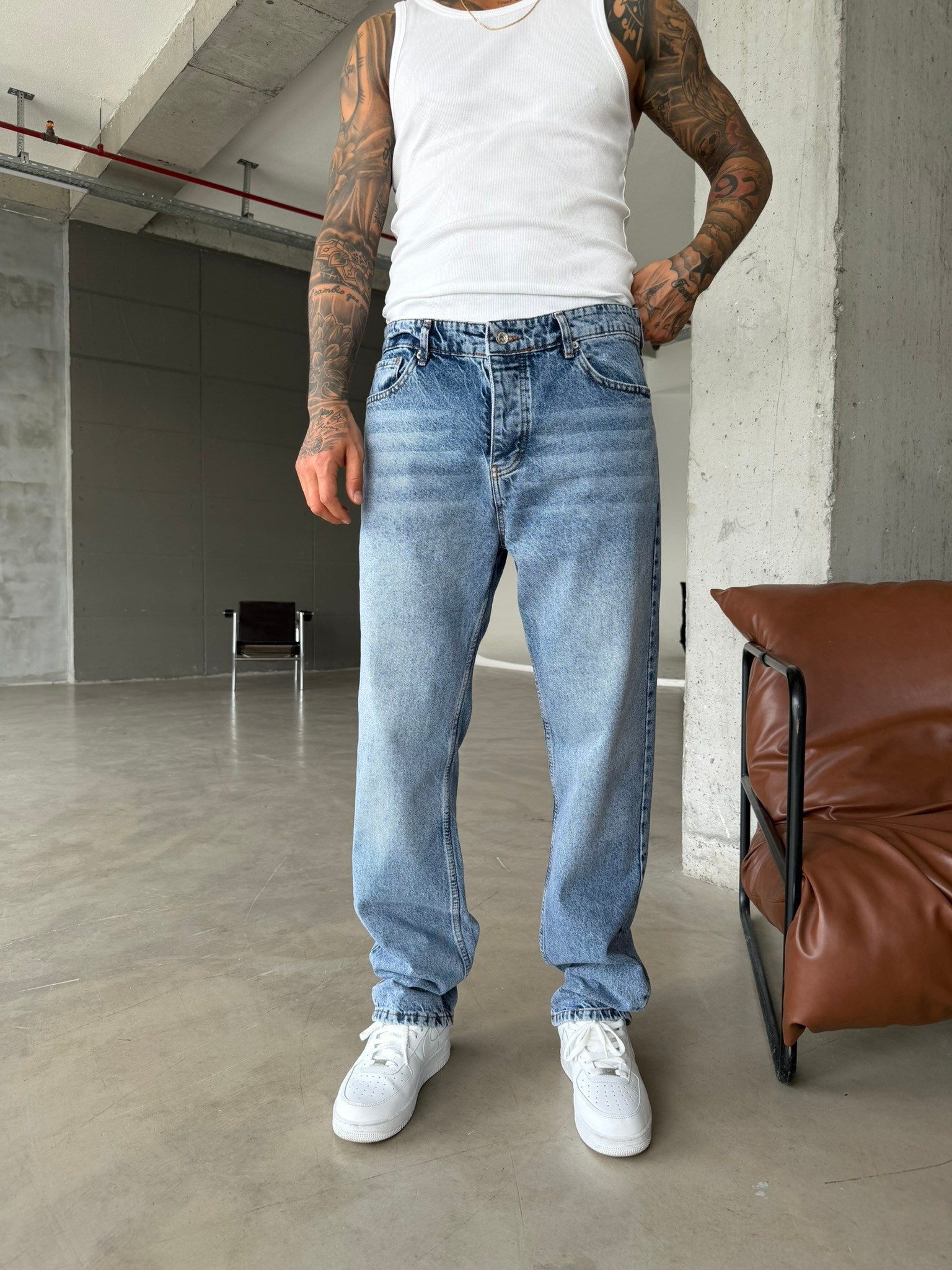 Basic Premium Wide Baggy Pantolon - İndigo