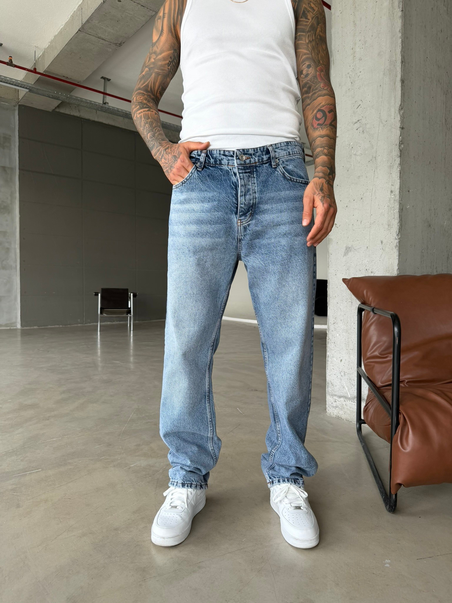 Basic Premium Wide Baggy Pantolon - İndigo