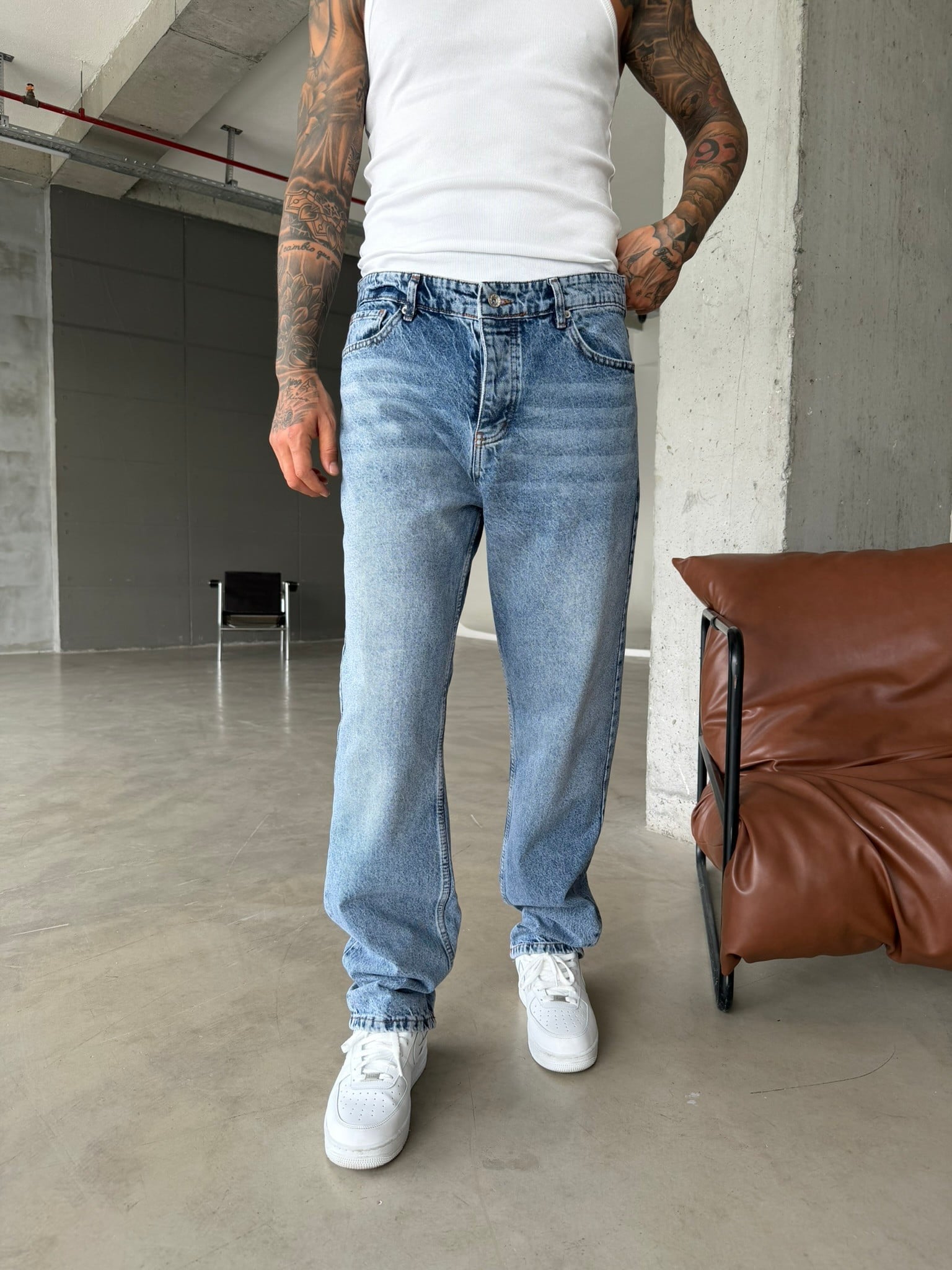 Basic Premium Wide Baggy Pantolon - İndigo