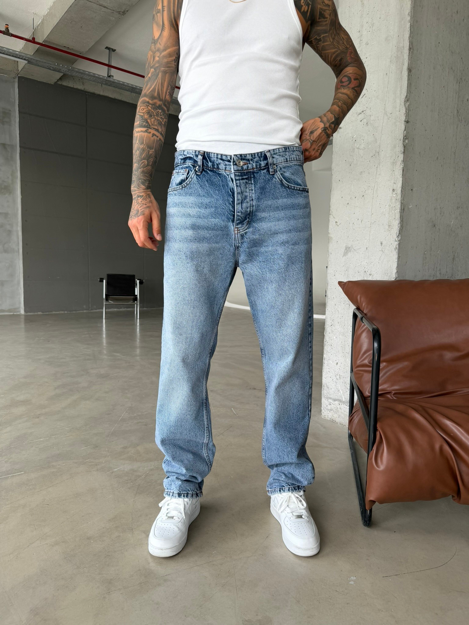 Basic Premium Wide Baggy Pantolon - İndigo