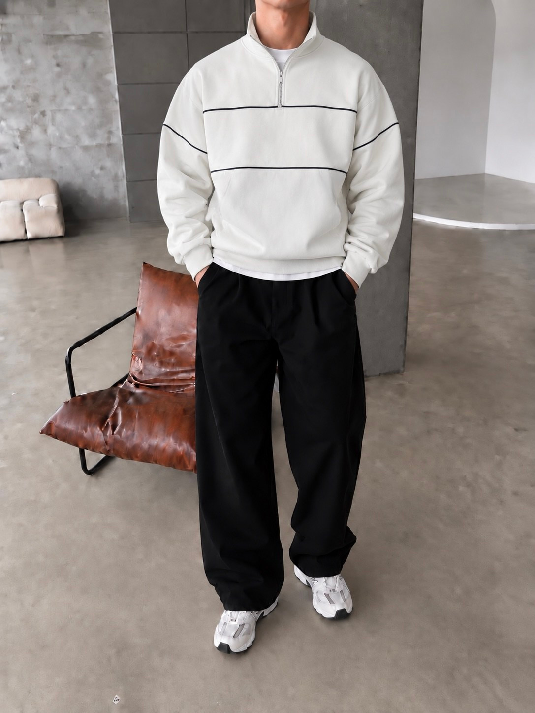Basic Premium Yarım Fermuar Sweat