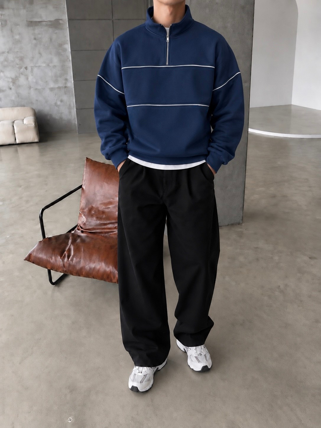 Basic Premium Yarım Fermuar Sweat