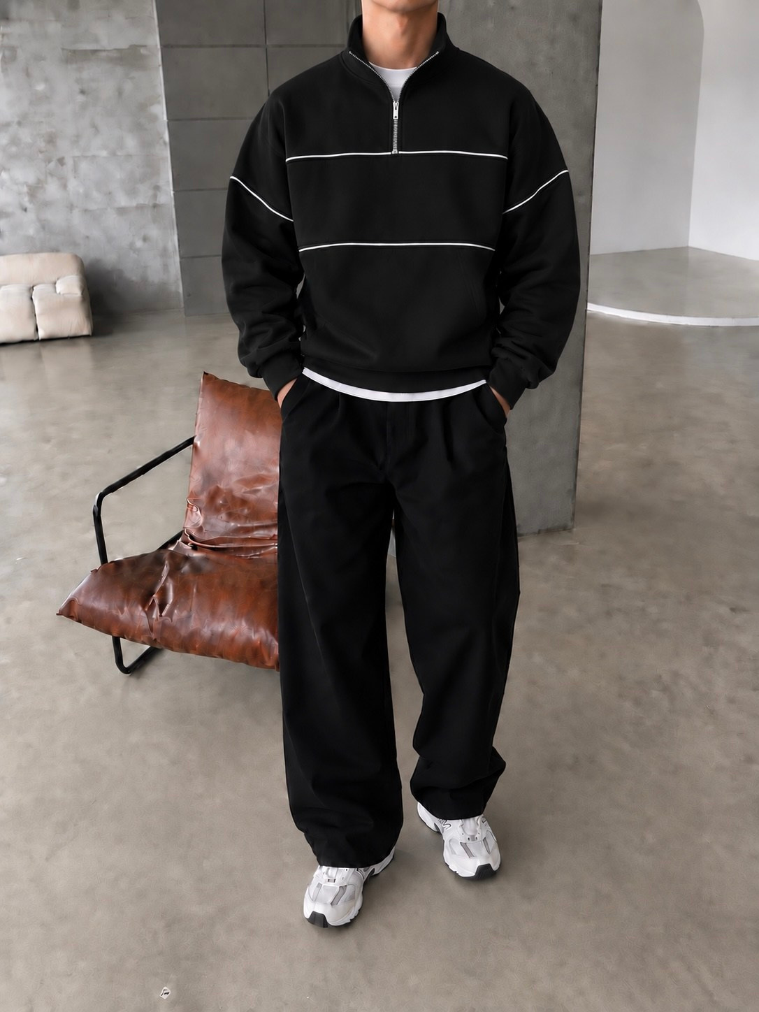 Basic Premium Yarım Fermuar Sweat