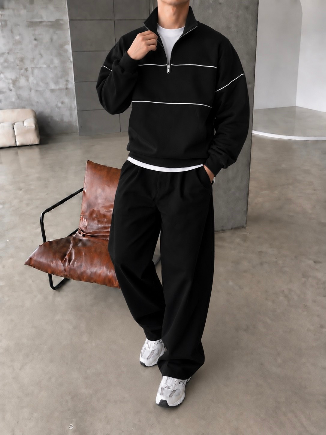 Basic Premium Yarım Fermuar Sweat