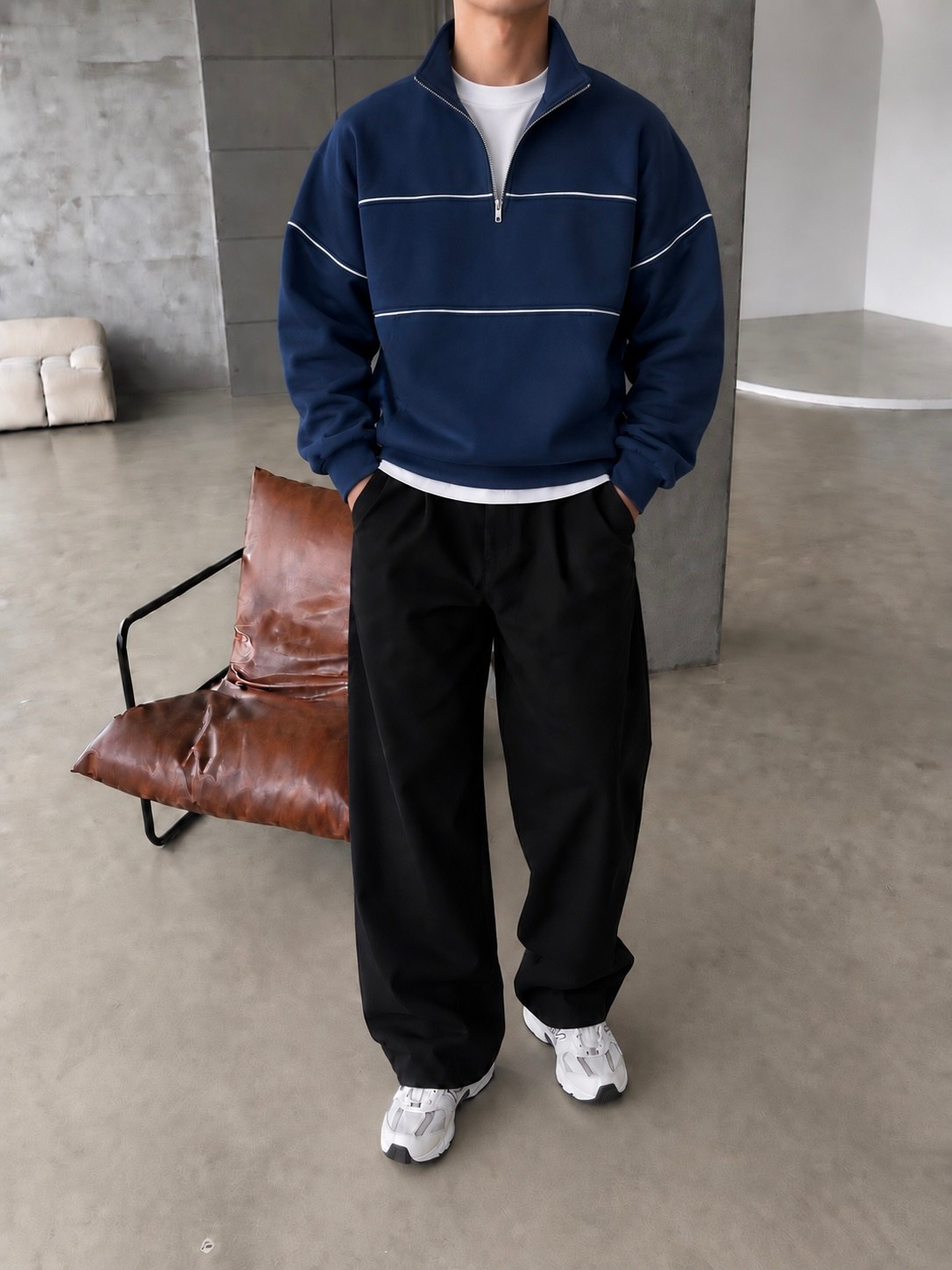 Basic Premium Yarım Fermuar Sweat