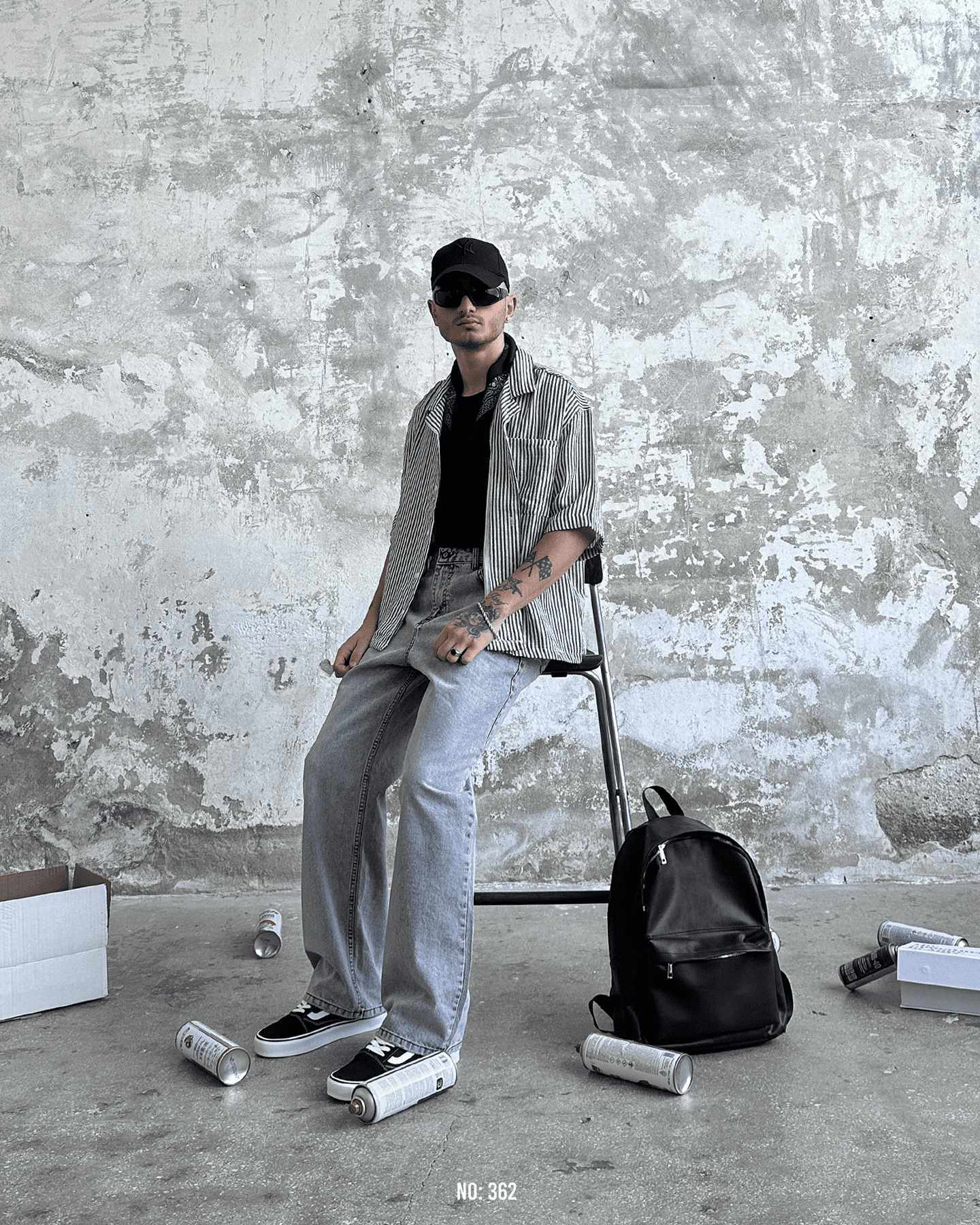 Basic Siyah Beyaz Cizgili Oversize Siyah-Beyaz
