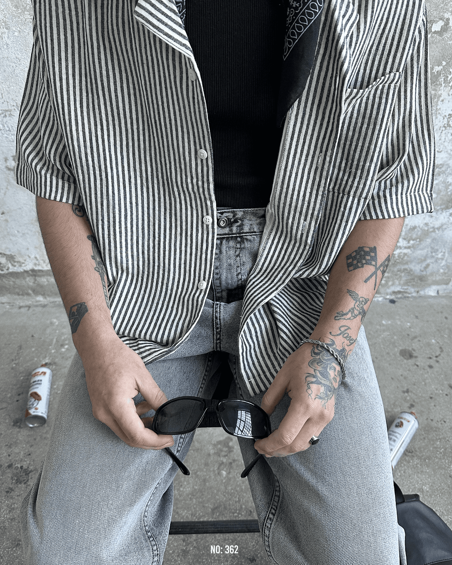 Basic Siyah Beyaz Cizgili Oversize Siyah-Beyaz