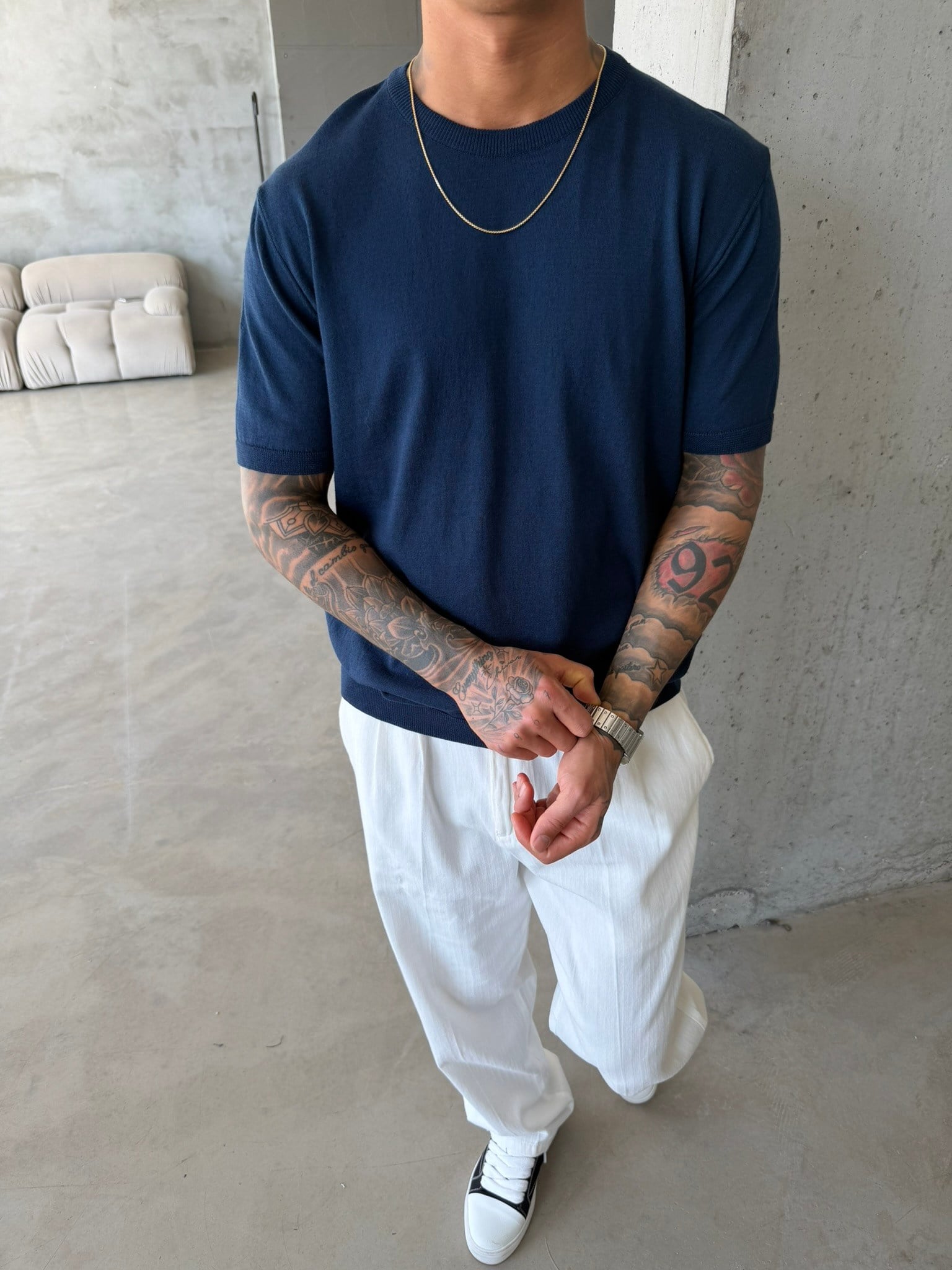 Basic Triko T-Shirt - Lacivert