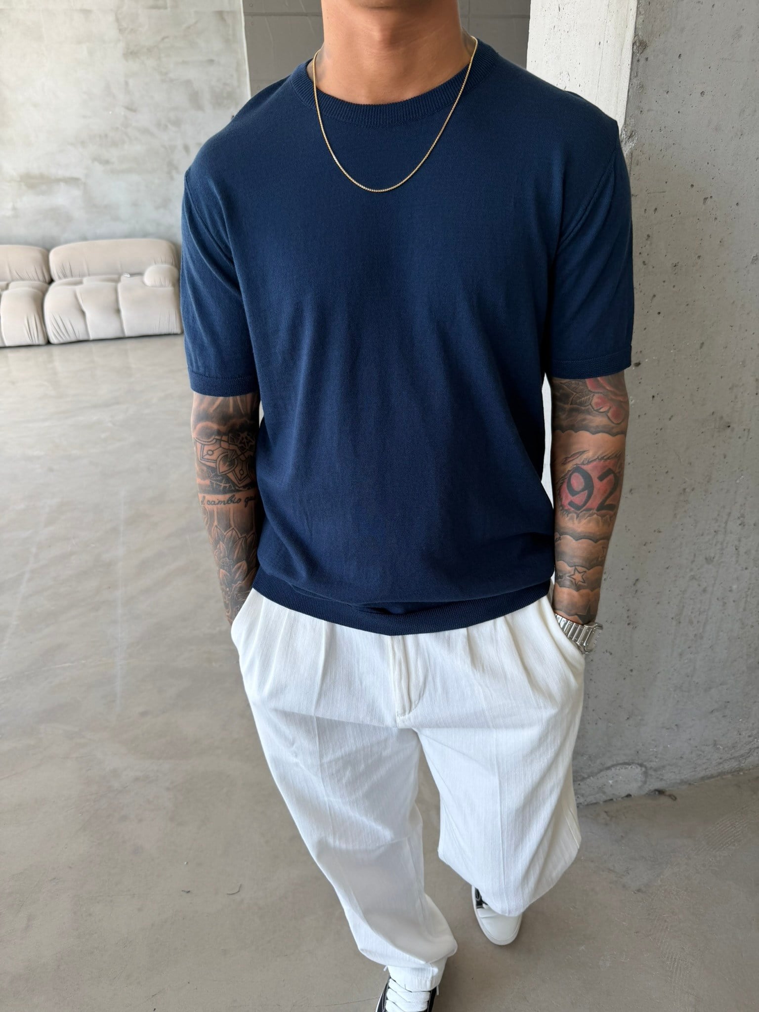 Basic Triko T-Shirt - Lacivert