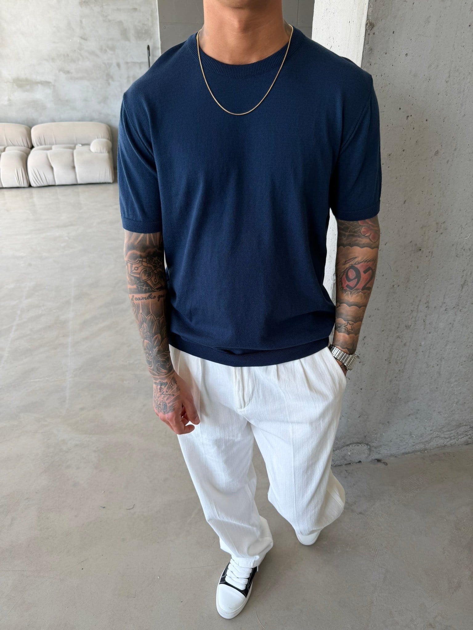 Basic Triko T-Shirt - Lacivert