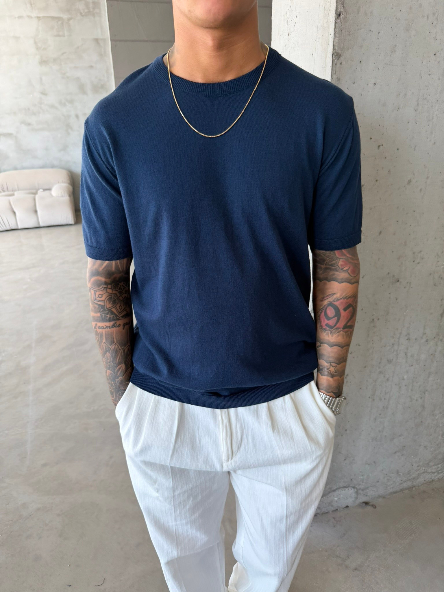 Basic Triko T-Shirt - Lacivert