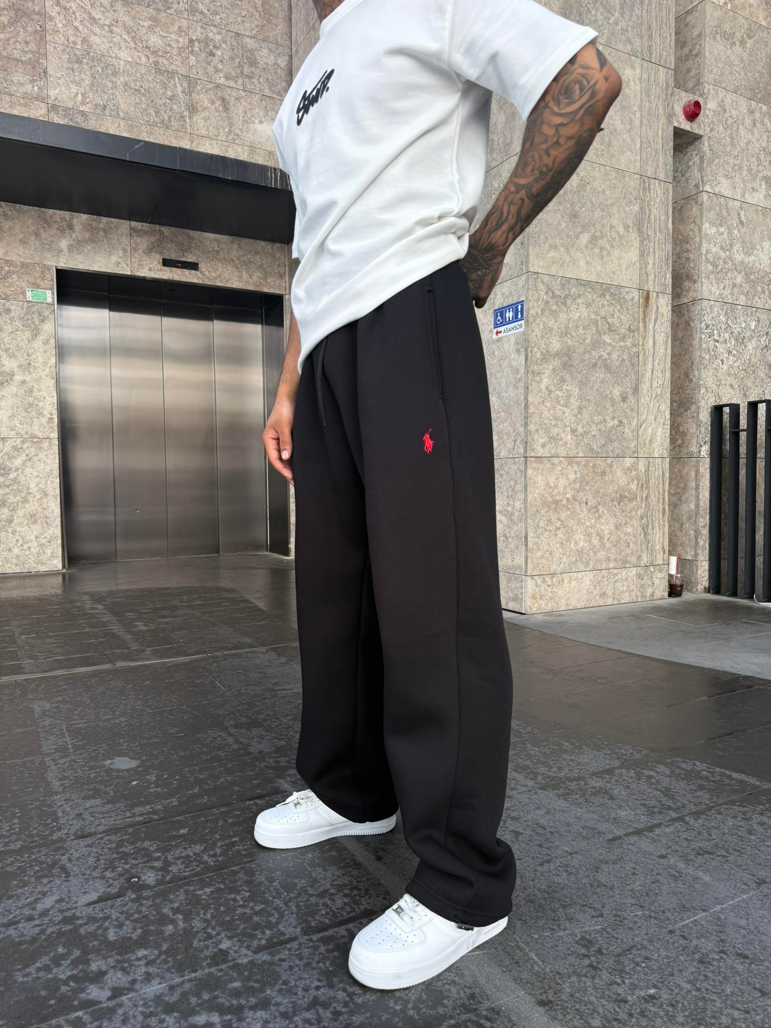 Basic Wide Baggy Eşofman - Siyah