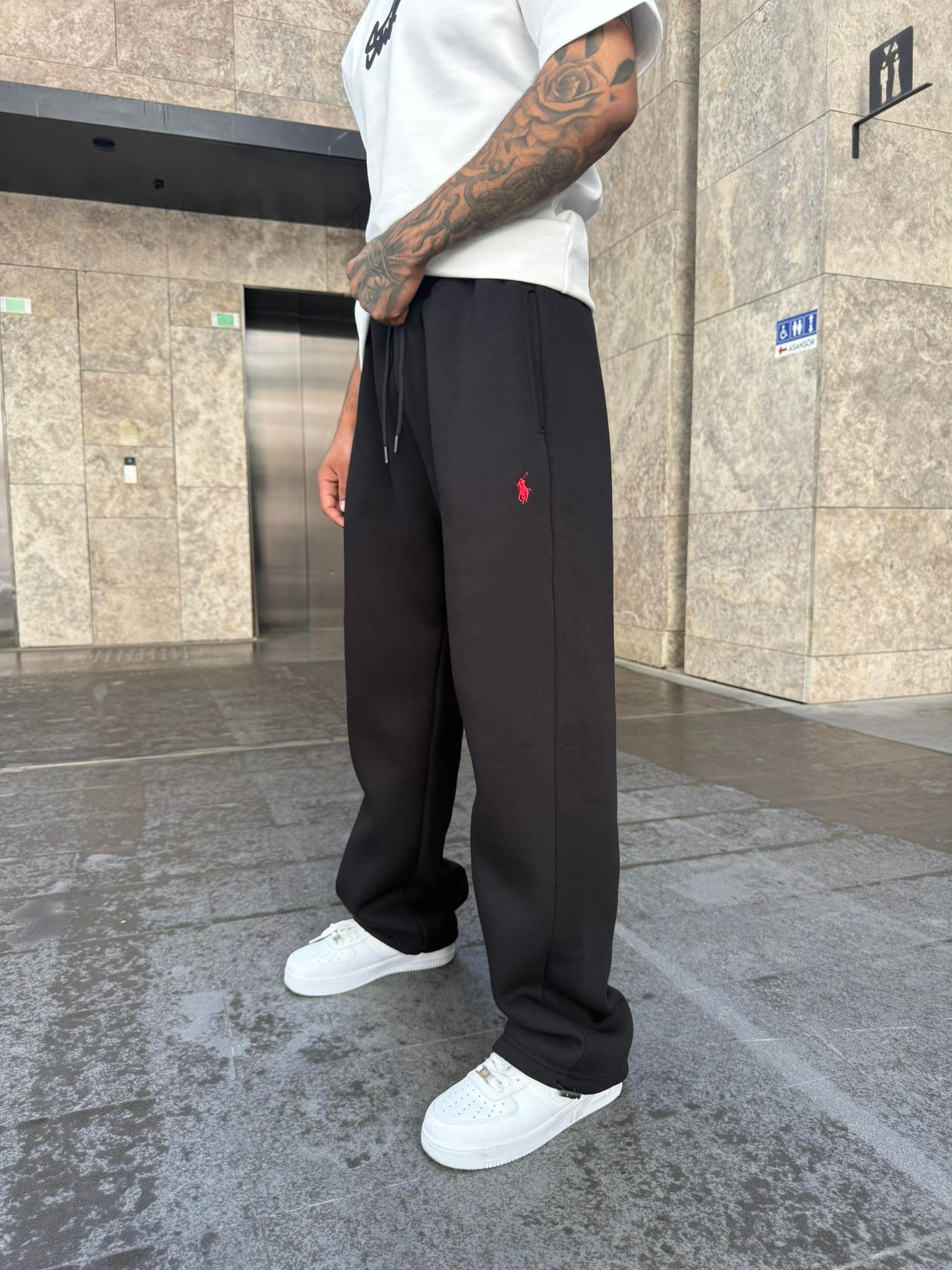 Basic Wide Baggy Eşofman - Siyah