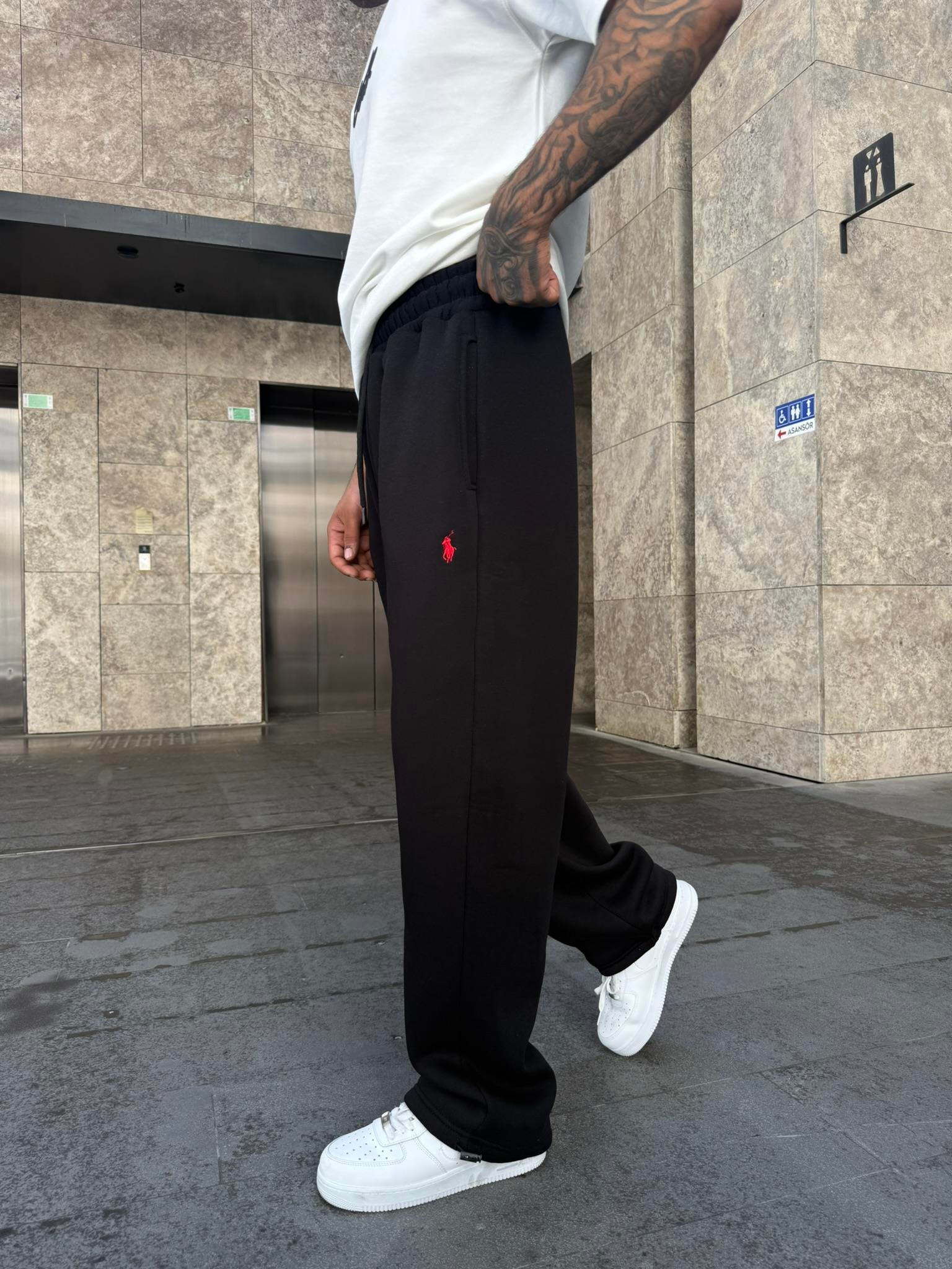 Basic Wide Baggy Eşofman - Siyah