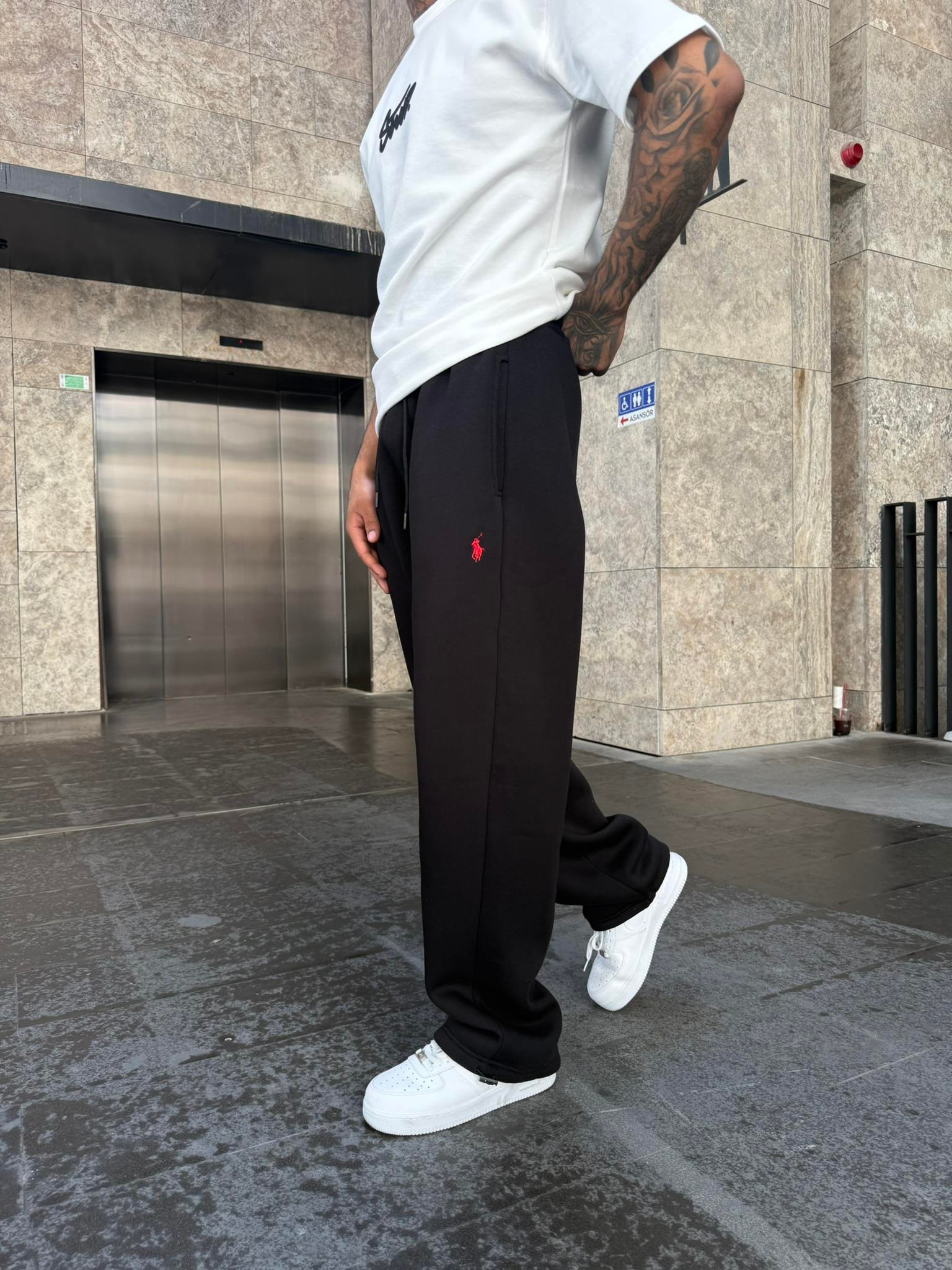 Basic Wide Baggy Eşofman - Siyah