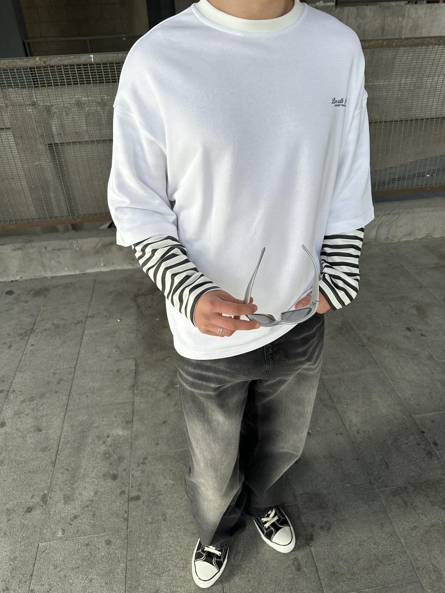 Bisiklet Yaka 'Live With Passion' Baskılı Sweatshirt Beyaz