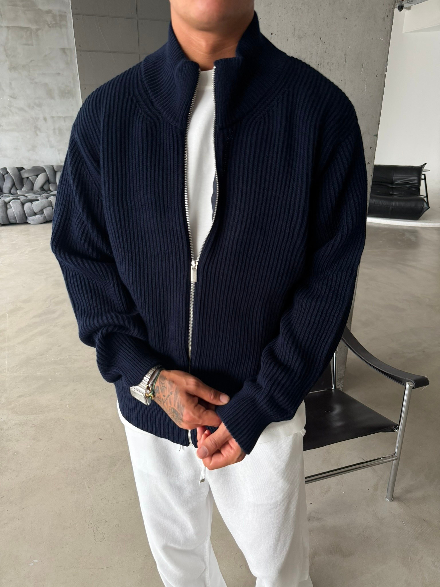 Bordeaux Zip Knit Hırka