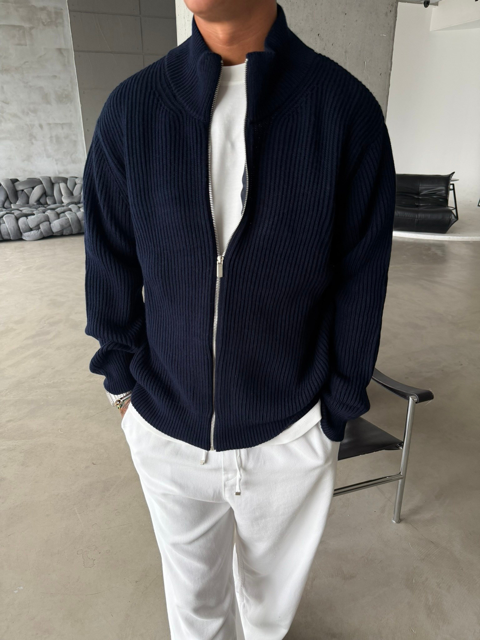 Bordeaux Zip Knit Hırka