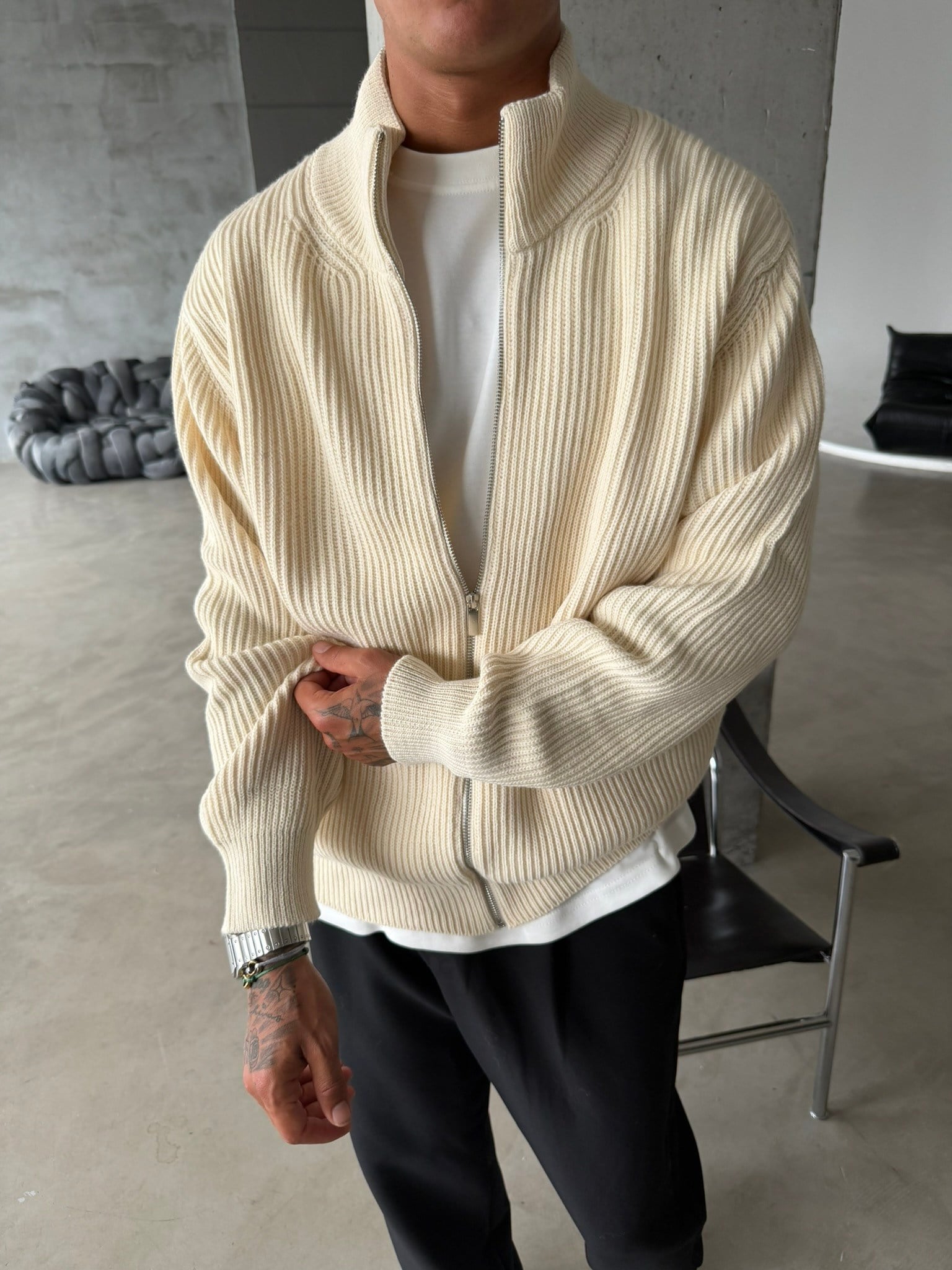 Bordeaux Zip Knit Hırka