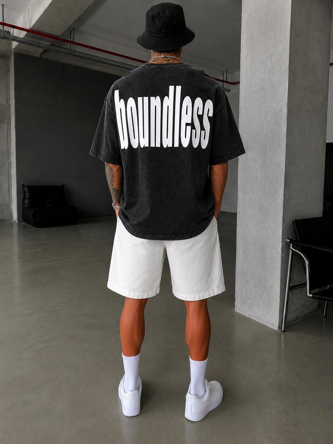 Boundless Oversize Yıkamalı T-Shirt-Siyah
