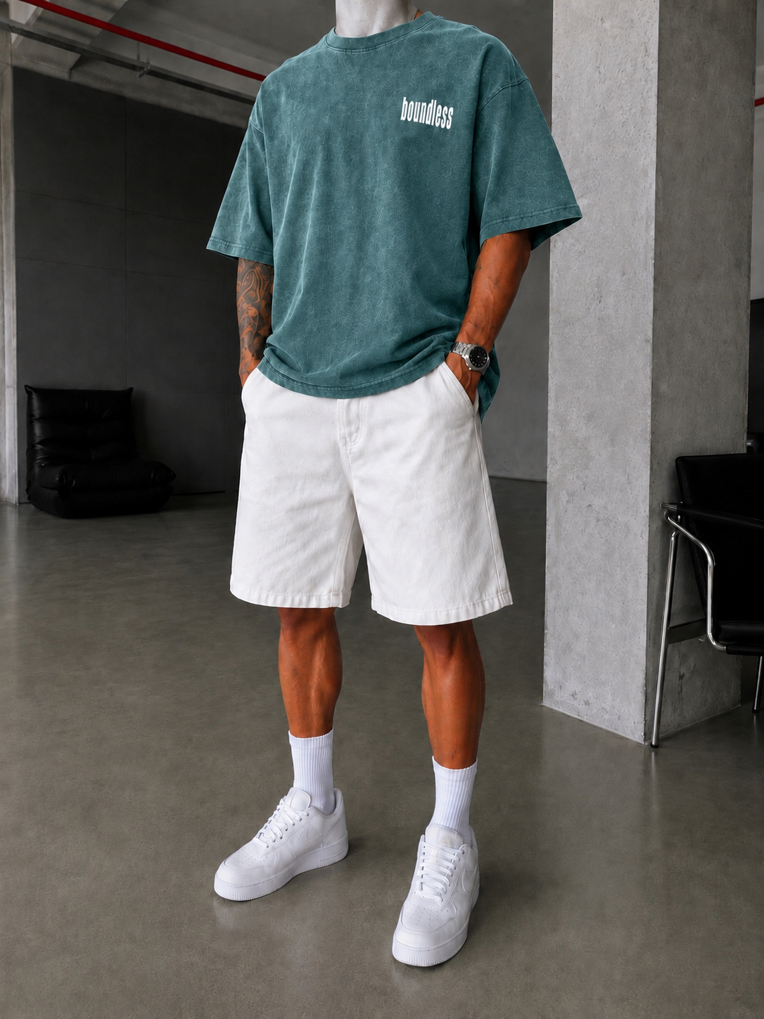 Boundless Oversize Yıkamalı T-Shirt-Yeşil