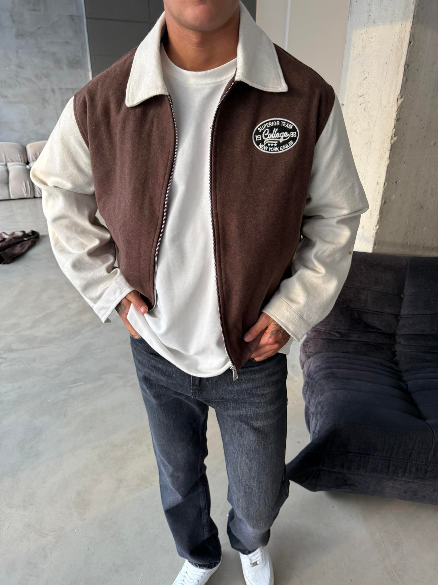 Box Fit Kolej Ceket - Kahve