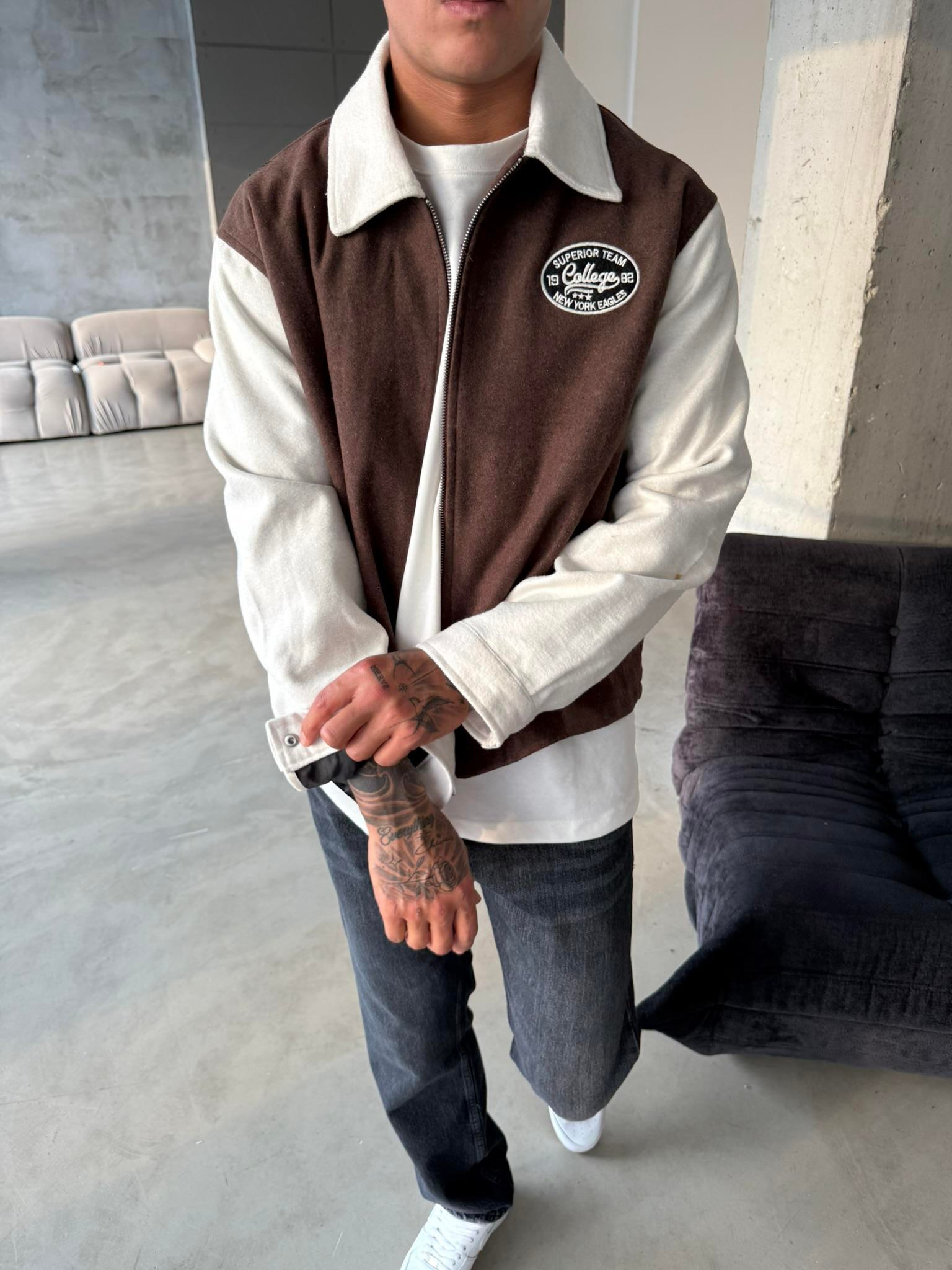 Box Fit Kolej Ceket - Kahve